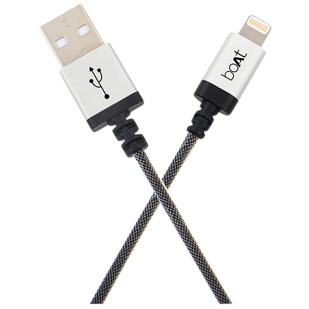 boAt LTG 500 Type A to Lightning 6.6 Feet (2M) Cable (MFi Certified, Metallic Silver)_1