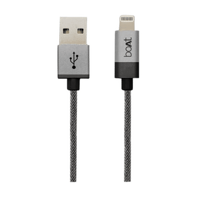 boAt LTG 500 Type A to Lightning 3.3 Feet (1M) Cable (MFi Certified, Space Grey)