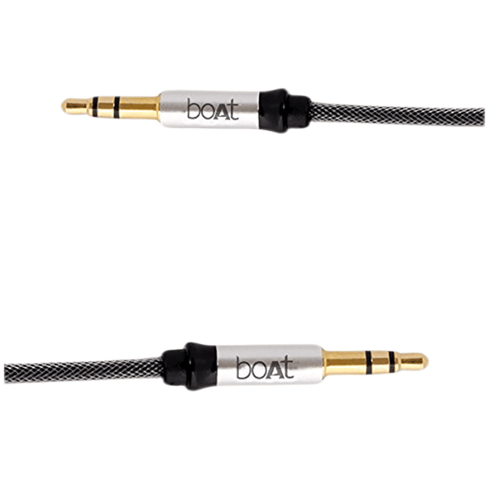 boAt Aux 500 3.5mm Aux to 3.5mm Aux 4.9 Feet (1.5M) Cable (Dual Shielding, Grey) boAt Aux 500 3.5mm Aux to 3.5mm Aux 4.9 Feet (1.5M) Cable (Dual Shielding, Grey)_3