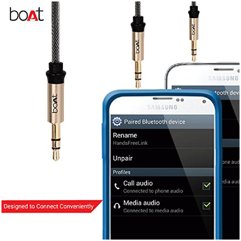 boAt Aux 500 3.5mm Aux to 3.5mm Aux 4.9 Feet (1.5M) Cable (Dual Shielding, Gold) boAt Aux 500 3.5mm Aux to 3.5mm Aux 4.9 Feet (1.5M) Cable (Dual Shielding, Gold)_8