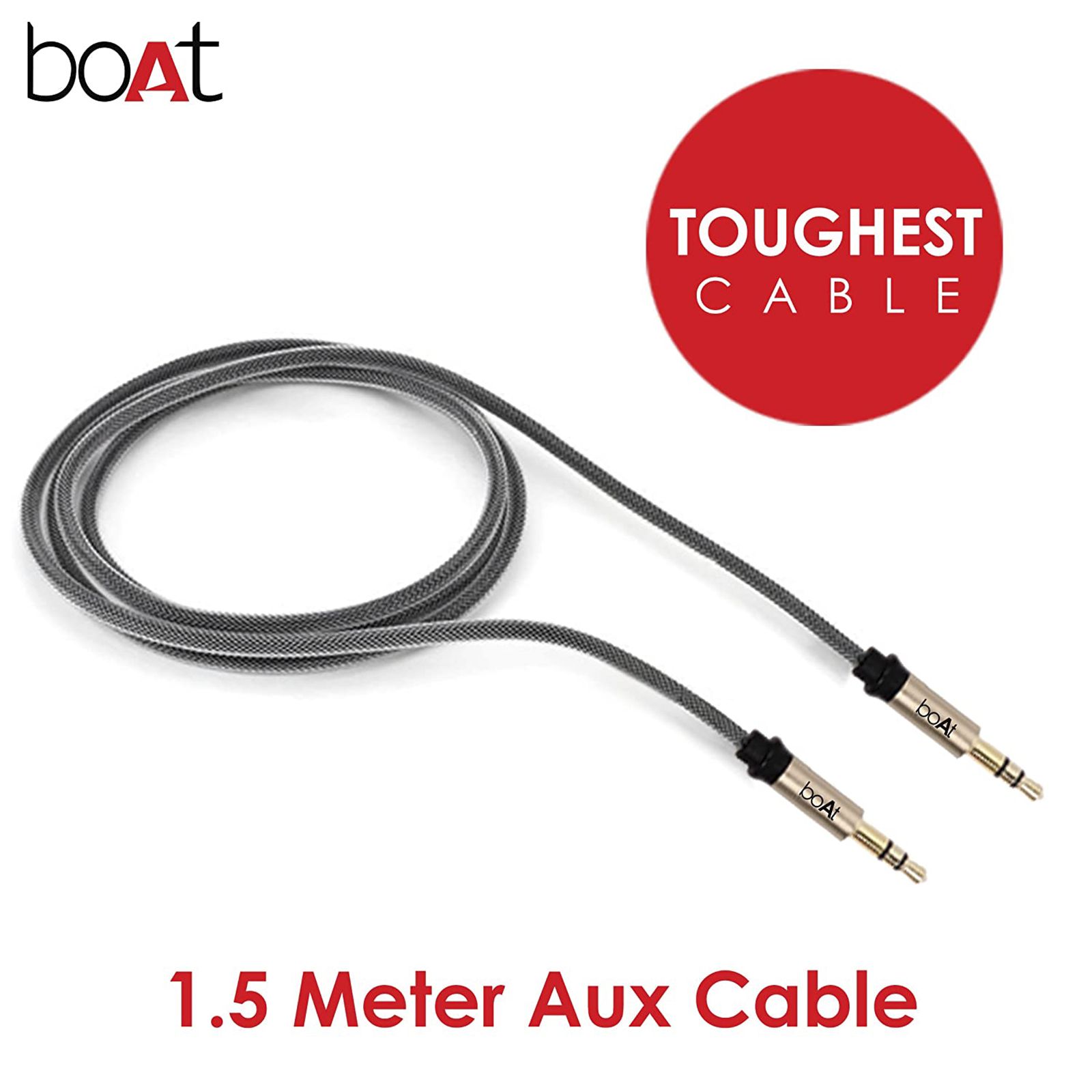 boAt Aux 500 3.5mm Aux to 3.5mm Aux 4.9 Feet (1.5M) Cable (Dual Shielding, Gold) boAt Aux 500 3.5mm Aux to 3.5mm Aux 4.9 Feet (1.5M) Cable (Dual Shielding, Gold)_9