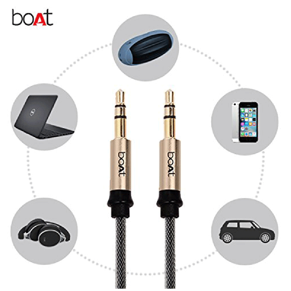 boAt Aux 500 3.5mm Aux to 3.5mm Aux 4.9 Feet (1.5M) Cable (Dual Shielding, Gold) boAt Aux 500 3.5mm Aux to 3.5mm Aux 4.9 Feet (1.5M) Cable (Dual Shielding, Gold)_6