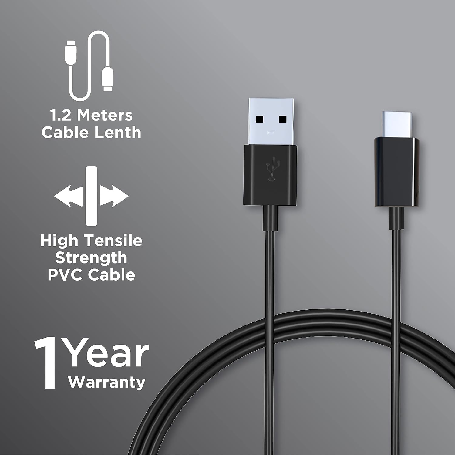 Croma Type A to Type C 3.9 Feet (1.2M) Cable (Sync and Charge, Black) Croma Type A to Type C 3.9 Feet (1.2M) Cable (Sync and Charge, Black)_7