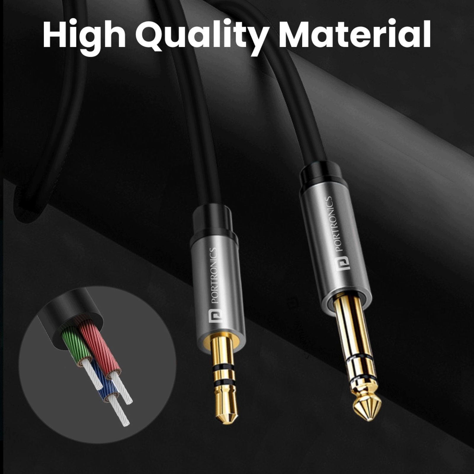 Portronics Konnect 6 3.5mm Aux to 3.5mm Aux 4.9 Feet (1.5M) Cable (Stretchable Spiral, Black) Portronics Konnect 6 3.5mm Aux to 3.5mm Aux 4.9 Feet (1.5M) Cable (Stretchable Spiral, Black)_7