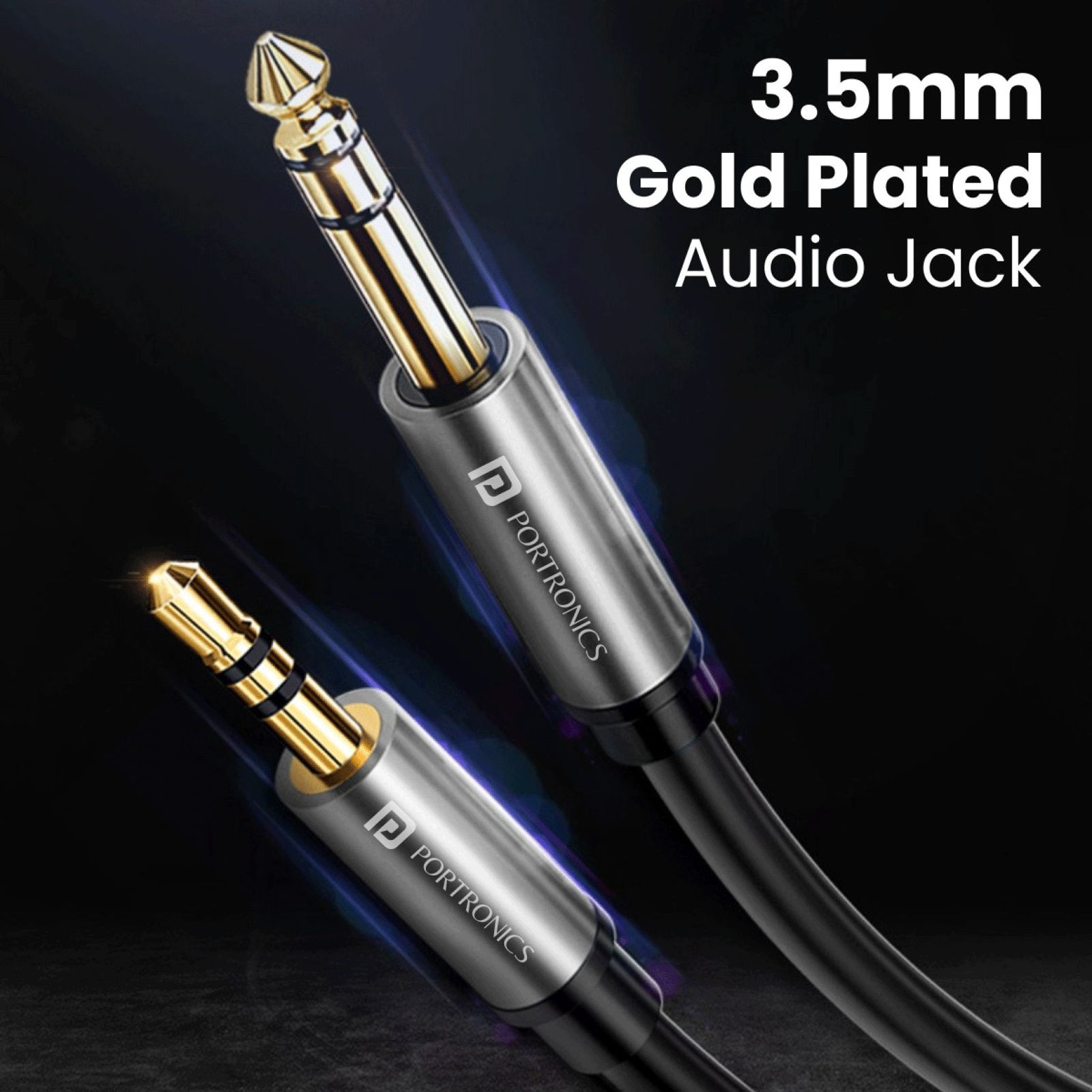 Portronics Konnect 6 3.5mm Aux to 3.5mm Aux 4.9 Feet (1.5M) Cable (Stretchable Spiral, Black) Portronics Konnect 6 3.5mm Aux to 3.5mm Aux 4.9 Feet (1.5M) Cable (Stretchable Spiral, Black)_5