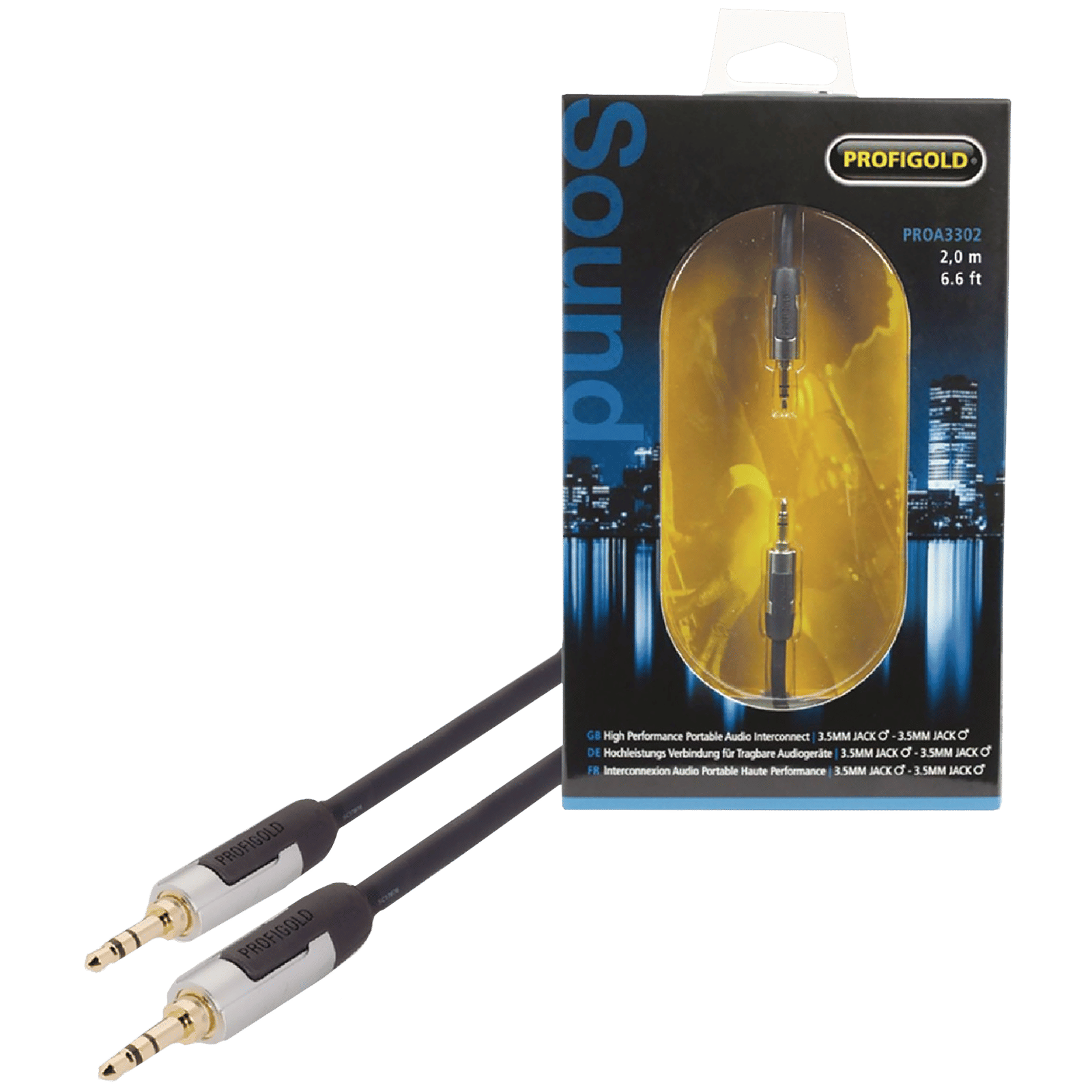 Profigold 3.5mm Aux to 3.5mm Aux 6.6 Feet (2M) Cable (IAT Technology, Black/Grey)_1