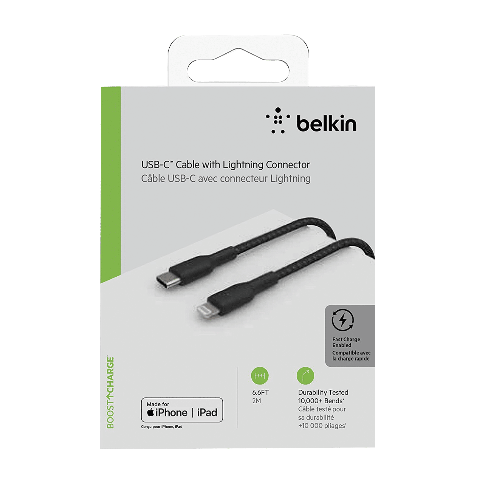 belkin BoostCharge Type C to Lightning 6.6 Feet (2M) Cable (10000 Plus Bends Lifespan, Black)_5