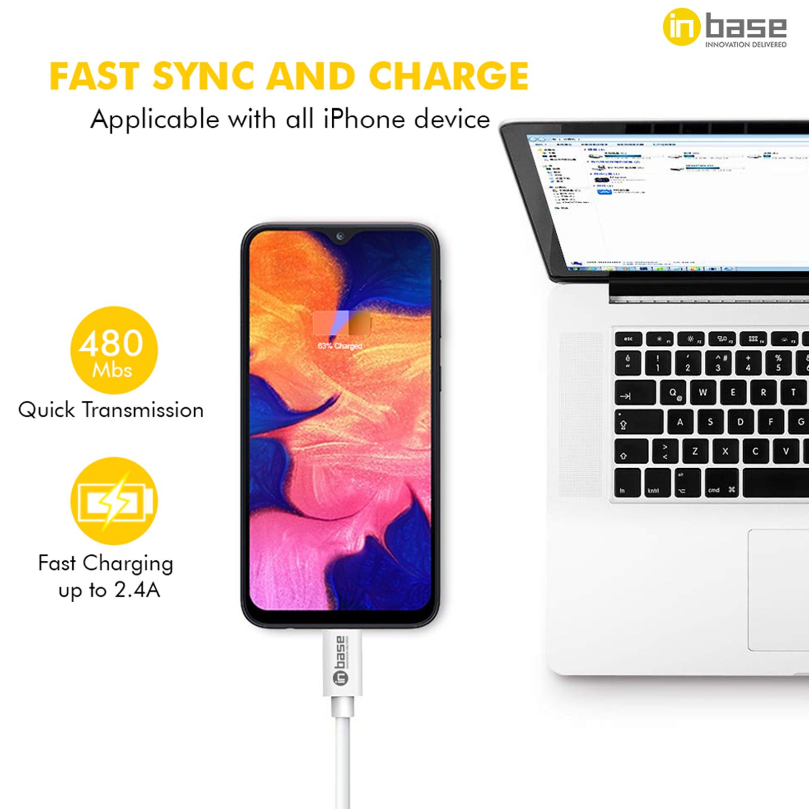 Inbase Type A to Micro USB 3.9 Feet (1.2M) Cable (5000 Plus Bends Lifespan, White)_7