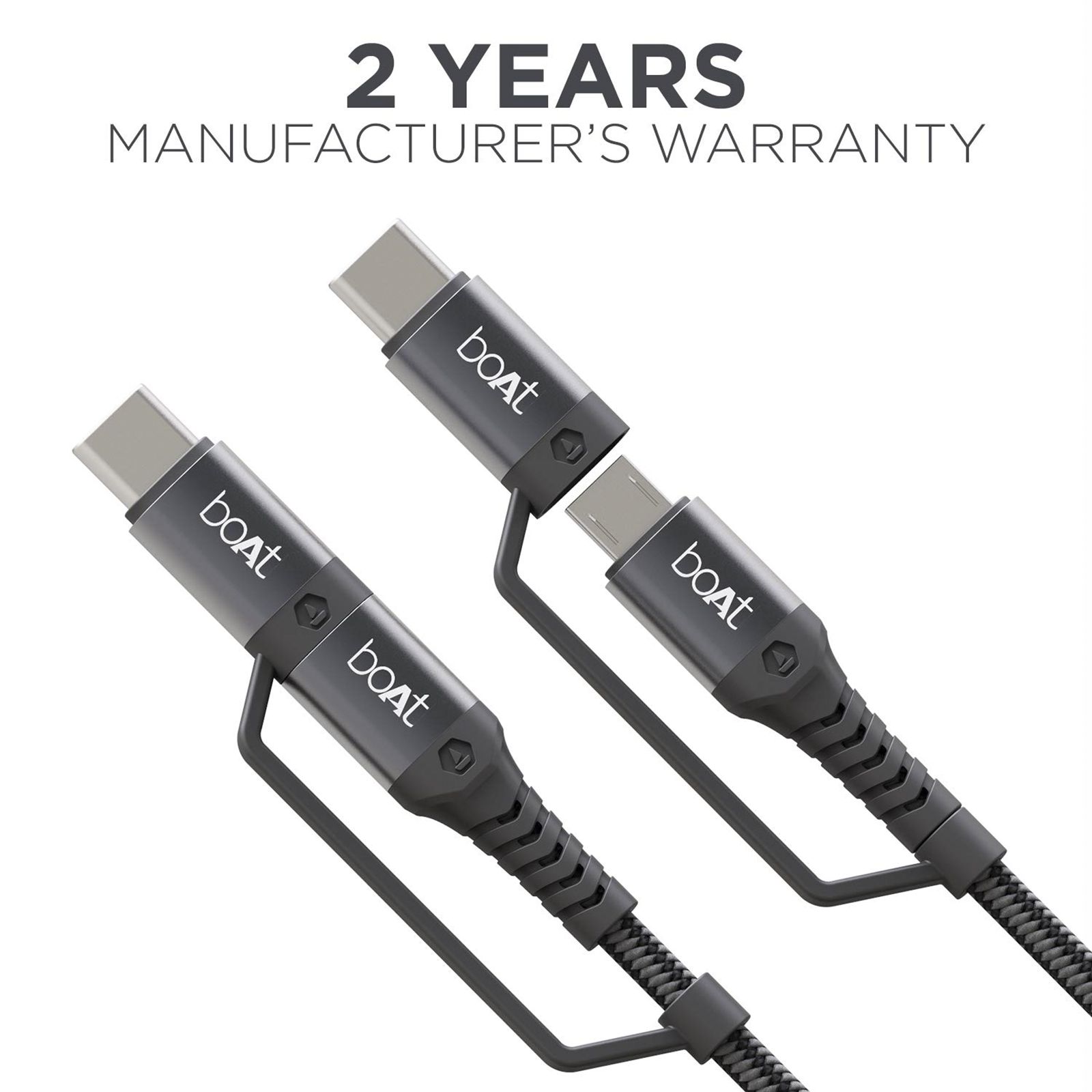 boAt Deuce 330 Type A to Type C, Micro USB 4.9 Feet (1.5M) 2-in-1 Cable (Tangle-free Design, Mercurial Black) boAt Deuce 330 Type A to Type C, Micro USB 4.9 Feet (1.5M) 2-in-1 Cable (Tangle-free Design, Mercurial Black)_7