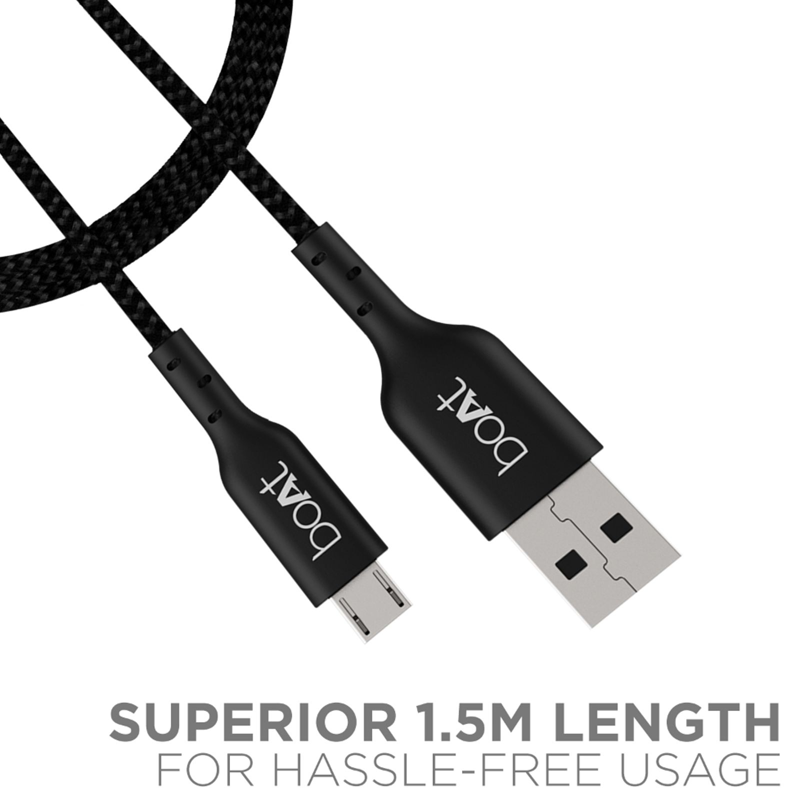 boAt USB 150 MKI Type A to Micro USB 4.9 Feet (1.5M) Cable (Premium Cotton Braiding, Black) boAt USB 150 MKI Type A to Micro USB 4.9 Feet (1.5M) Cable (Premium Cotton Braiding, Black)_5