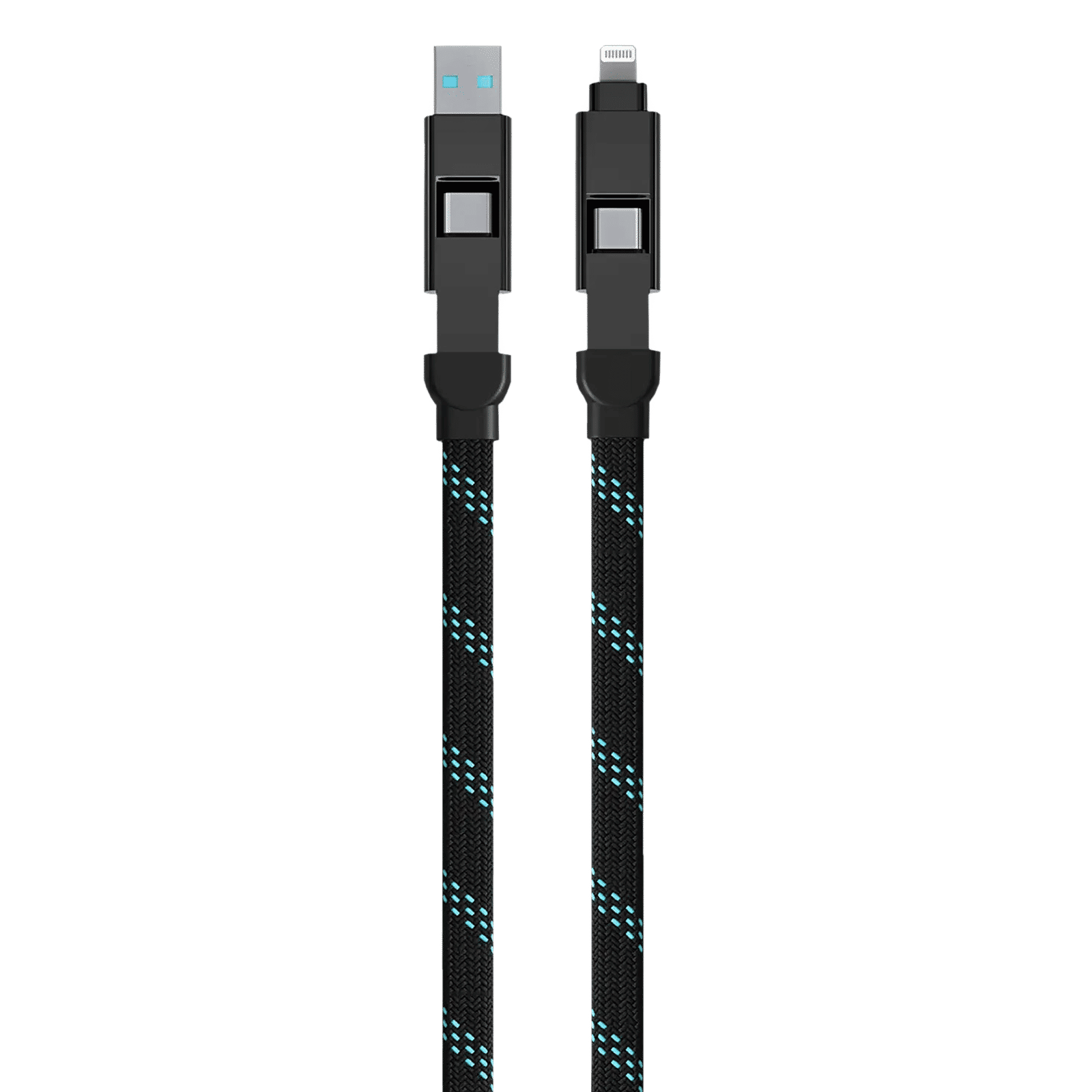 urbn Quad Type A, Type C to Type C, Lightning 1 Feet (0.3M) 4-in-1 Cable (Nylon Braided, Black) urbn Quad Type A, Type C to Type C, Lightning 1 Feet (0.3M) 4-in-1 Cable (Nylon Braided, Black)_1