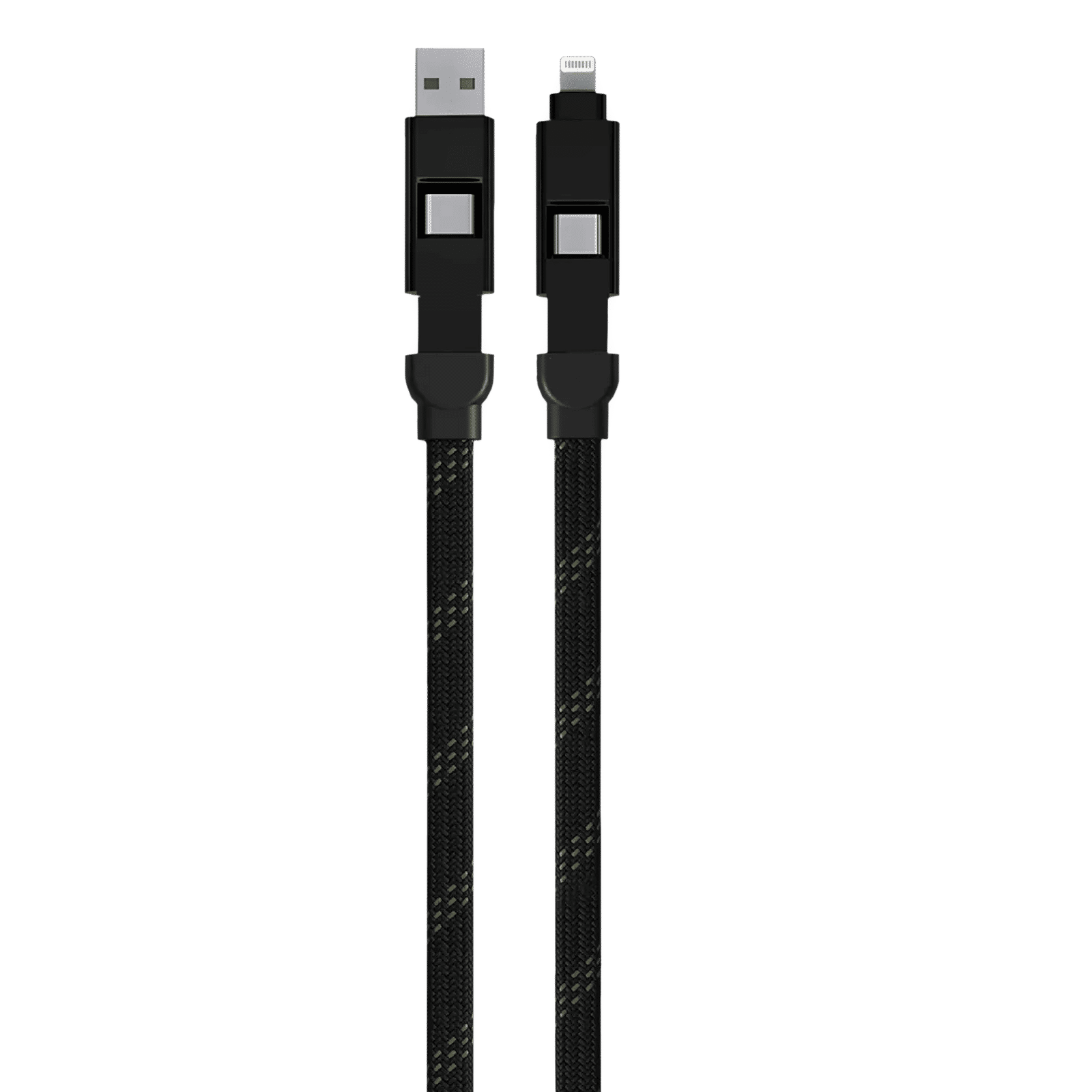 urbn Quad Type A, Type C to Type C, Lightning 1 Feet (0.3M) 4-in-1 Cable (Nylon Braided, Camo Black)_1