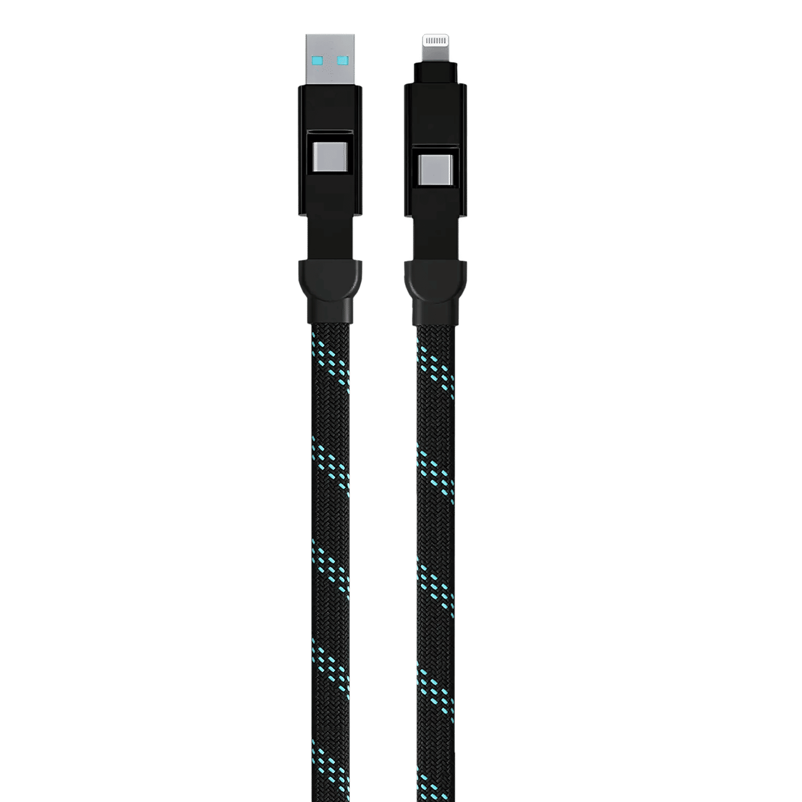 urbn Quad Type A, Type C to Type C, Lightning 3.9 Feet (1.2M) 4-in-1 Cable (Nylon Braided, Black) urbn Quad Type A, Type C to Type C, Lightning 3.9 Feet (1.2M) 4-in-1 Cable (Nylon Braided, Black)_1