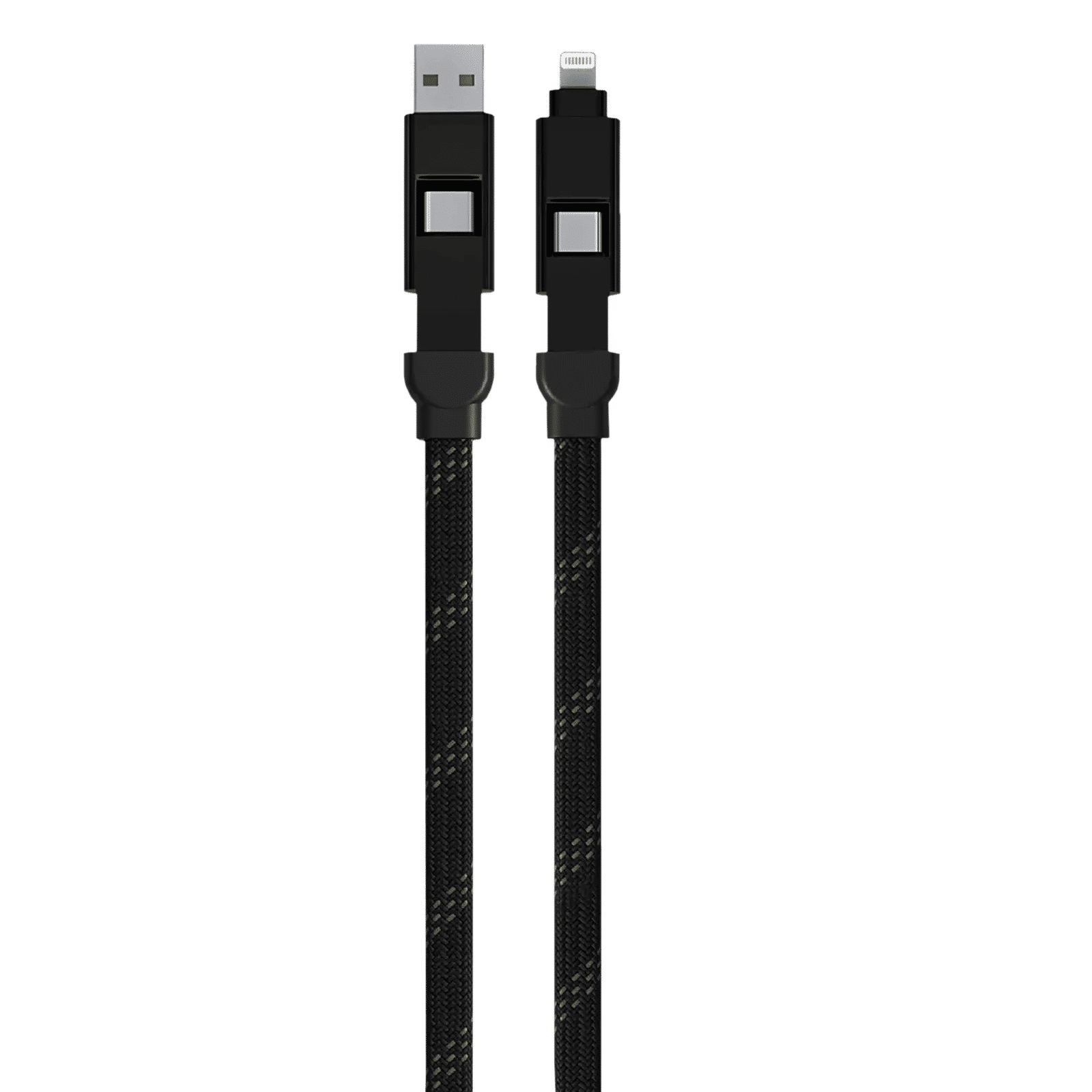 urbn Quad Type A, Type C to Type C, Lightning 3.9 Feet (1.2M) 4-in-1 Cable (Nylon Braided, Camo Black)_1
