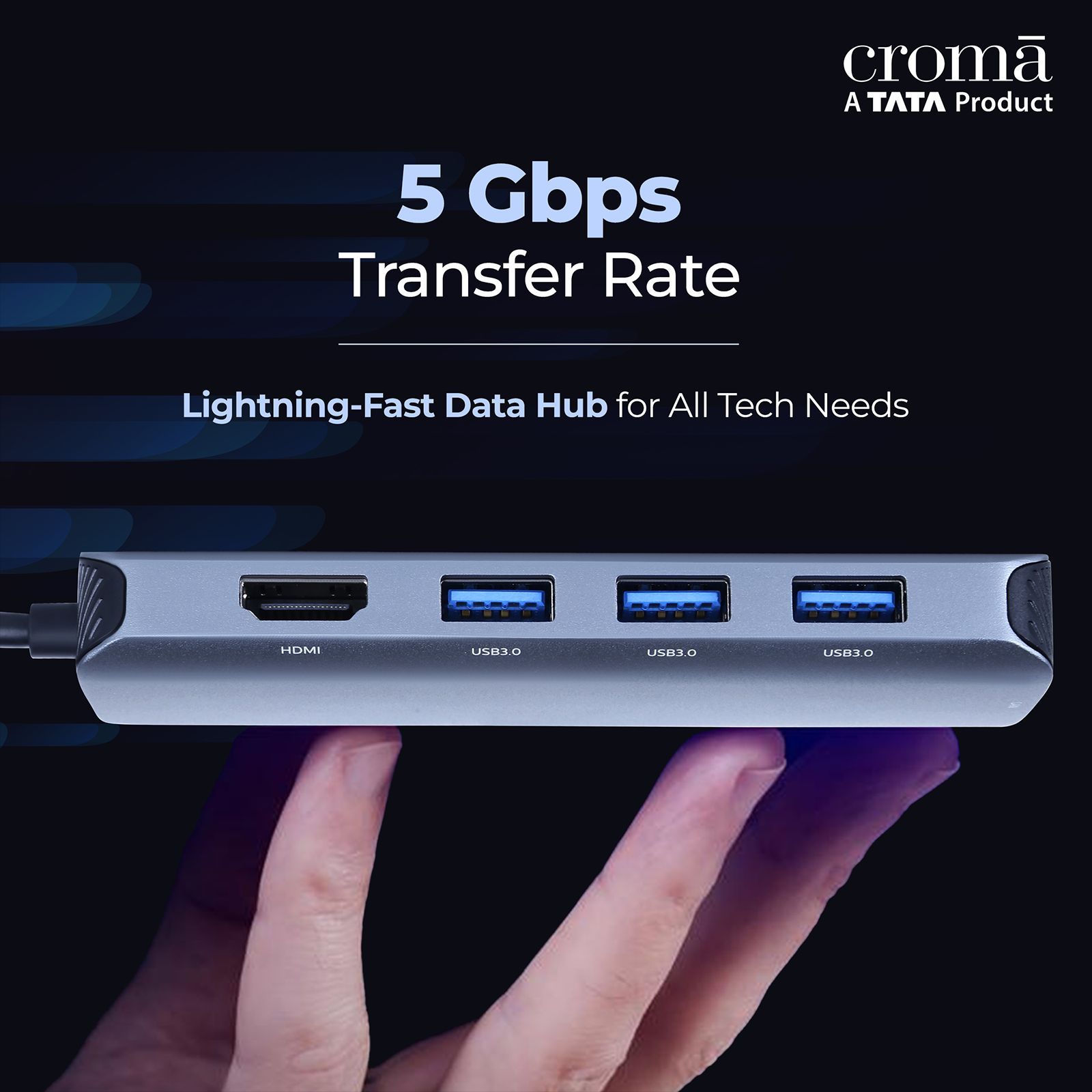 Croma USB 3.0 Type C to USB 3.0 Type C, USB 3.0 Type A, RJ45, HDMI Type A Multi-Port Hub (5 Gbps Data Transfer Rate, Grey) Croma USB 3.0 Type C to USB 3.0 Type C, USB 3.0 Type A, RJ45, HDMI Type A Multi-Port Hub (5 Gbps Data Transfer Rate, Grey)_9
