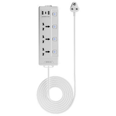Croma 6 Amps 3 Sockets Surge Protector with Individual Switch (2 Meters, Child Safety Shutters, CRSP3WYSPA266201, White)
