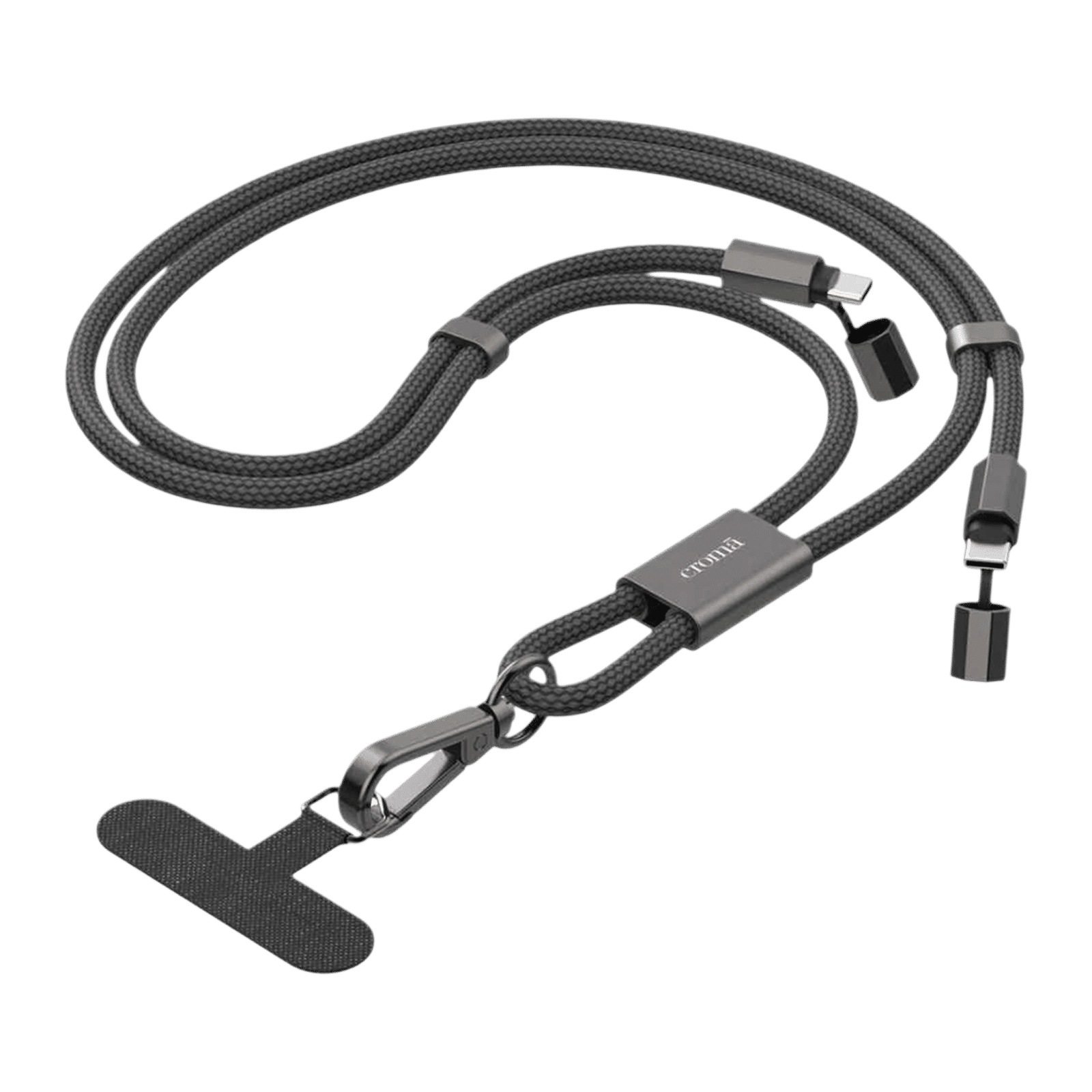 Croma Type C to Type C 4.92 Feet (1.5M) Lanyard Cable (Nylon Braided, Black)_6