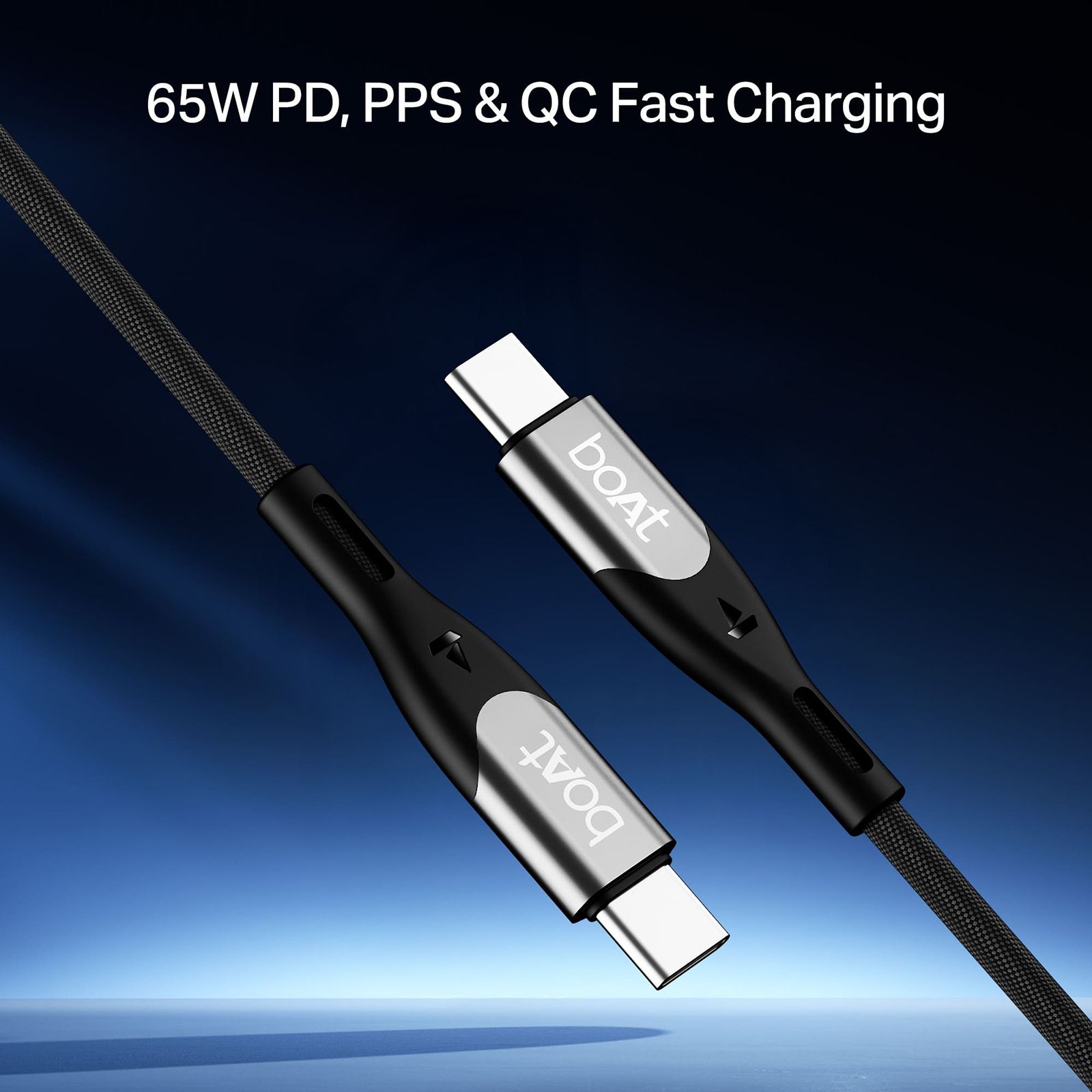 boAt 65W Type C to Type C 3.9 Feet (1.2M) Cable (Nylon Braided, Carbon Black)_3