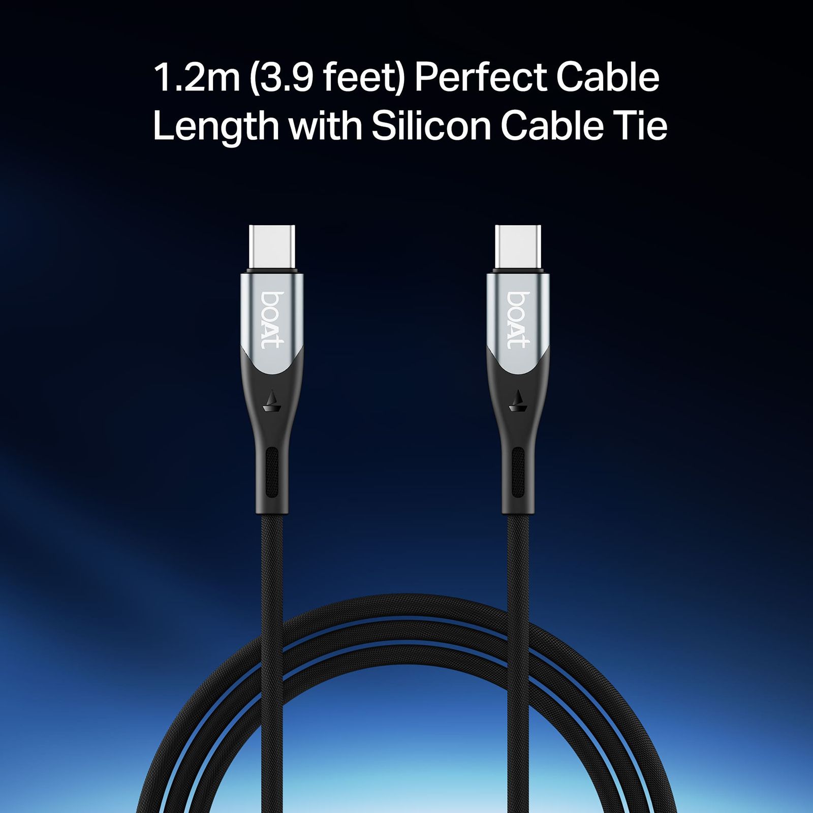 boAt 65W Type C to Type C 3.9 Feet (1.2M) Cable (Nylon Braided, Carbon Black)_4