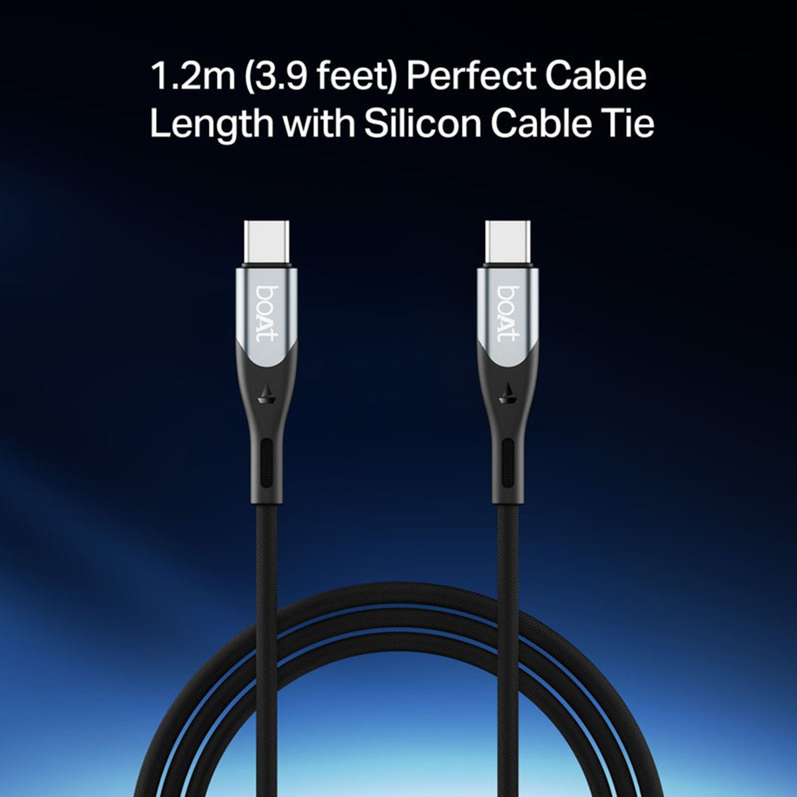 boAt Type C to Type C 3.9 Feet (1.2M) Cable (Nylon Braided, Carbon Black) _4