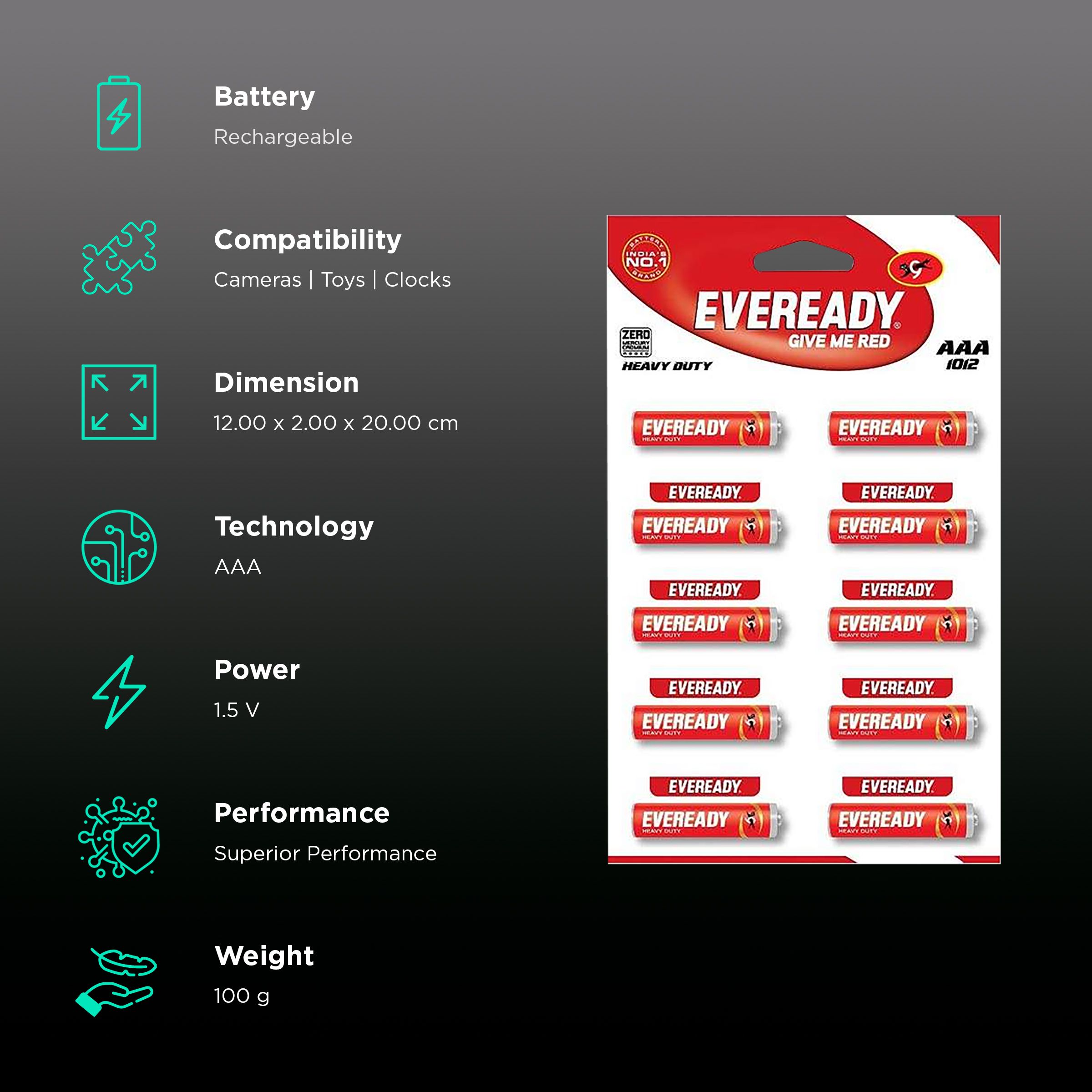 EVEREADY 1012 Carbon Zinc AAA Battery (Pack of 10)_2