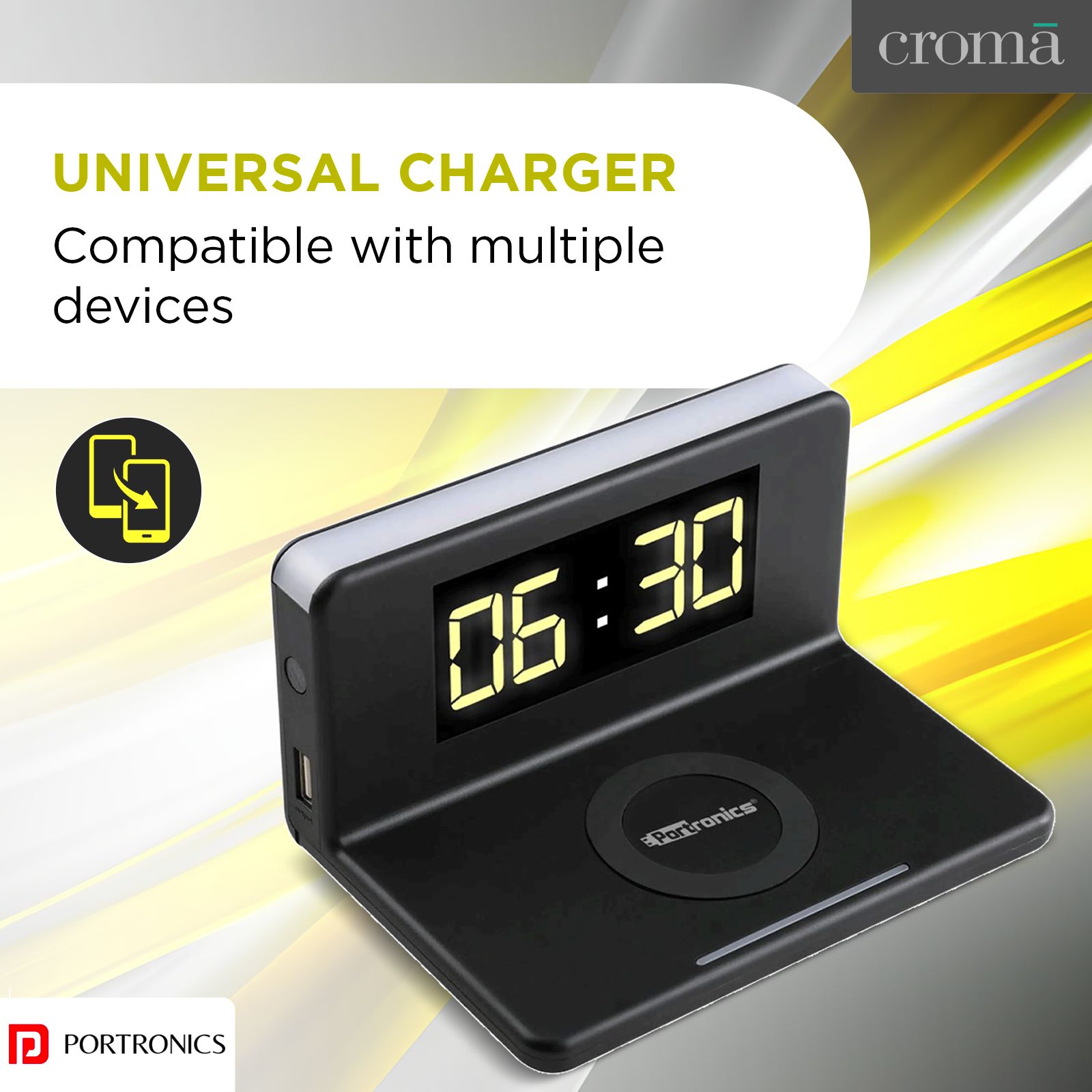 PORTRONICS Freedom Wireless Charger for iOS and Android (Qi Certified, Over Voltage Protection, Black)_4