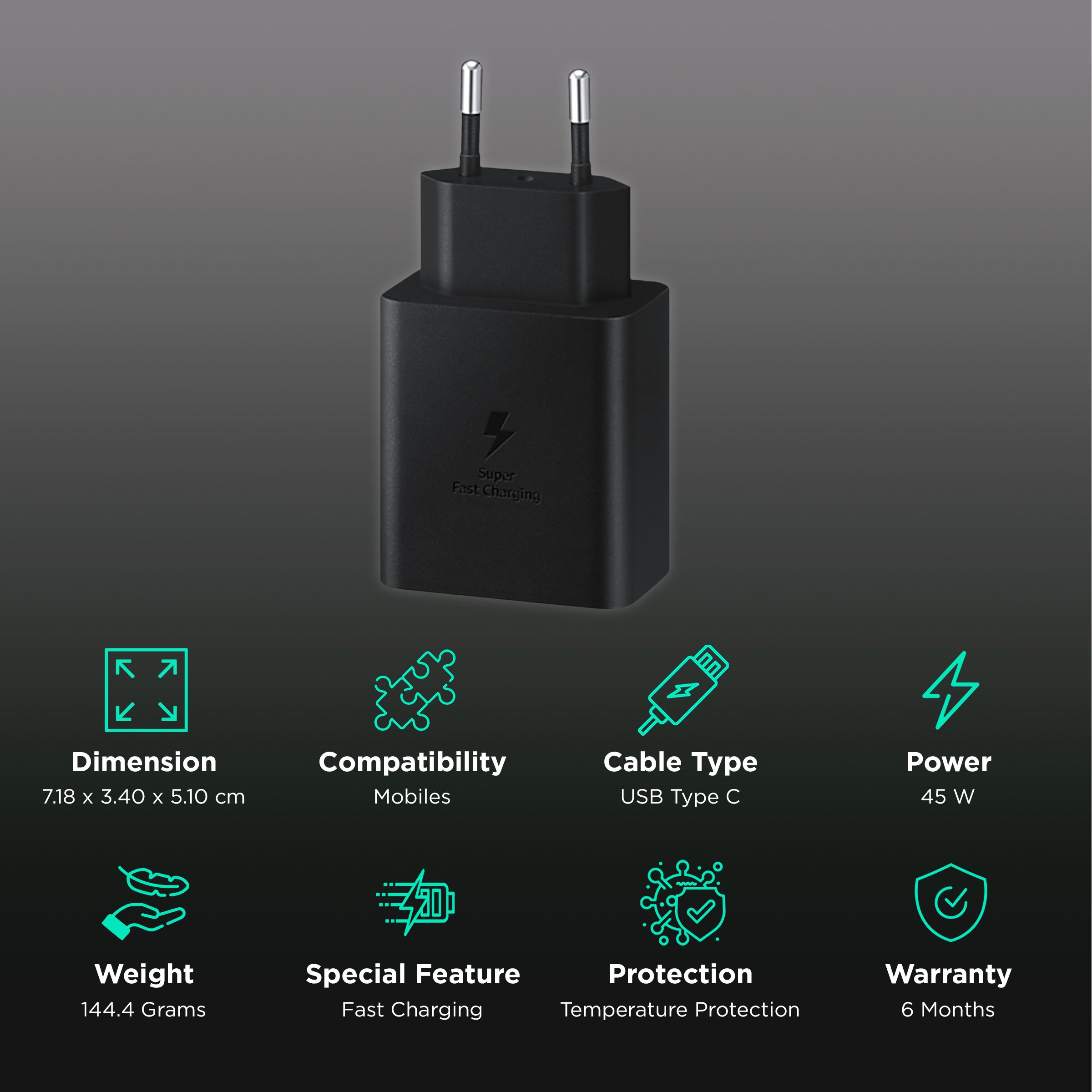 SAMSUNG 45W Type A Fast Charger (Type C to Type C, Short Circuit Control, Black) SAMSUNG 45W Type A Fast Charger (Type C to Type C, Short Circuit Control, Black)_2