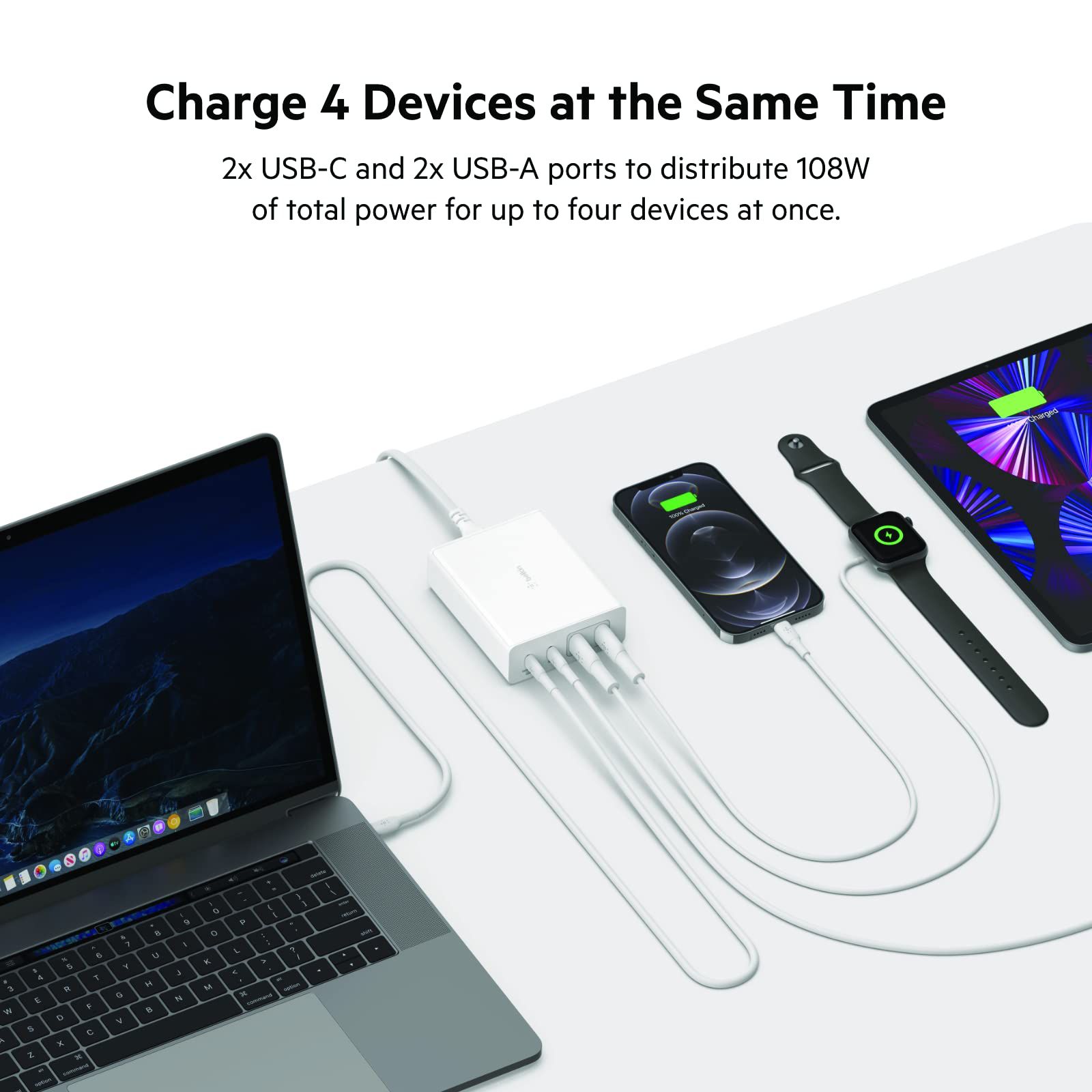 belkin BoostCharge Pro 108W Type A and Type C 4 Port GaN Charger (Fast Charge 3.0, White) belkin BoostCharge Pro 108W Type A and Type C 4 Port GaN Charger (Fast Charge 3.0, White)_8
