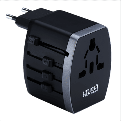 Croma 4 Plugs 150 Countries Travel Adapter (Over Current Protection, CRST30WUTA014802, Black)