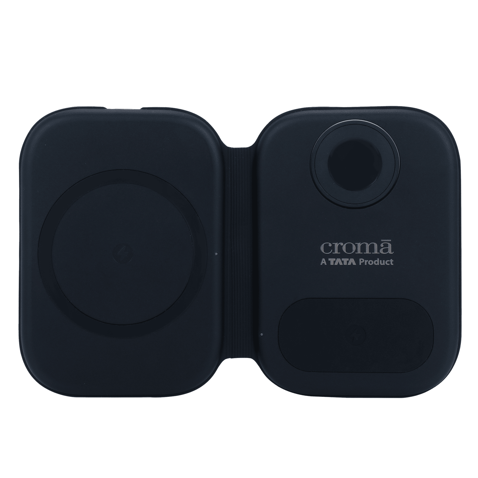 Croma 15W 3-in-1 Wireless Charger for iPhone 14, 14 Pro, 15, 15 Pro, iWatch 4, 5, 6, 7, 8 (Qi Compatible, Foldable Design, Black)_3