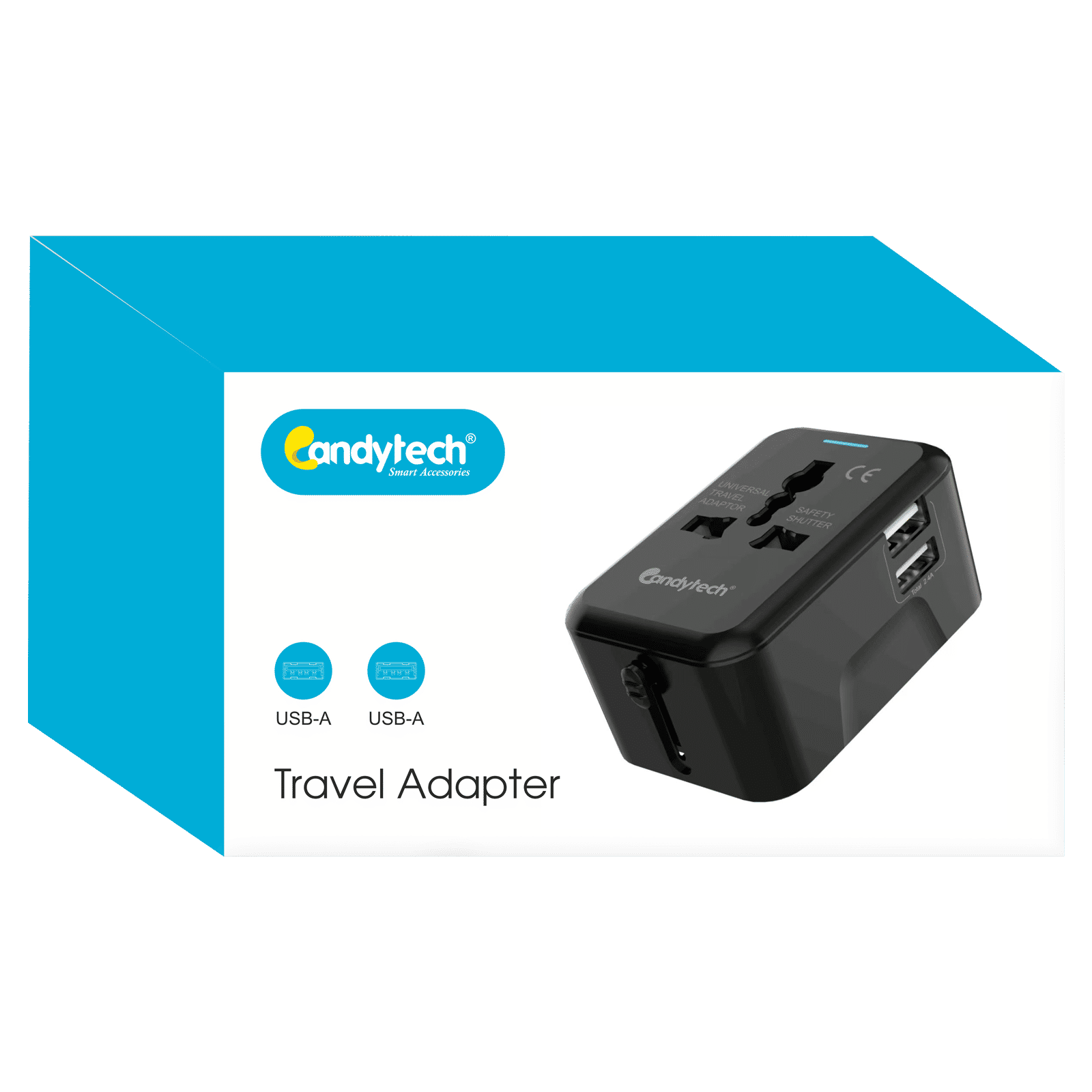 Candytech CT-C10 12W Type A 2-Port Travel Adapter (Type A, Dual USB Port, Black)_7