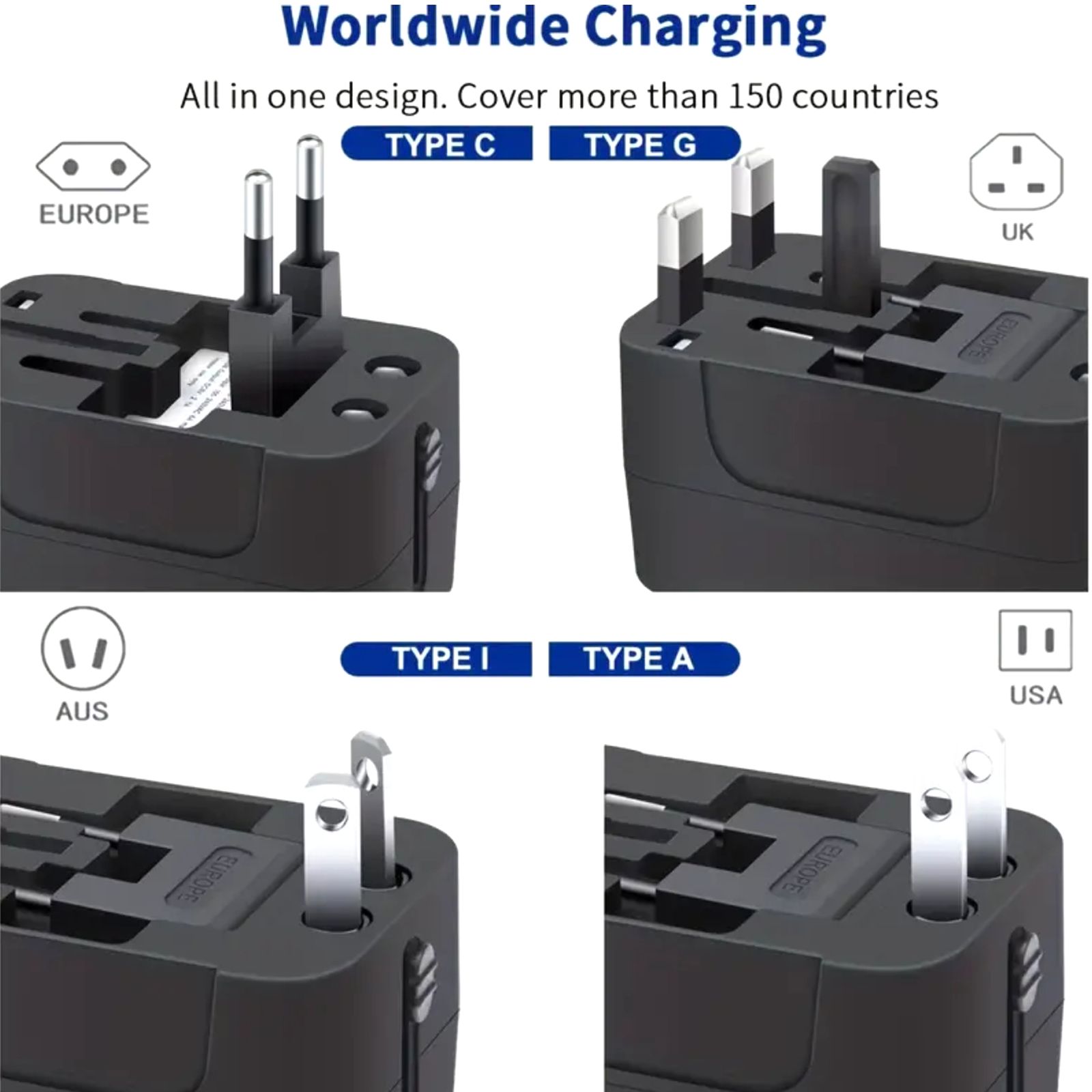 Candytech Travel Adapter (With Type C and Type A USB Port, CT-C12, Black)_3