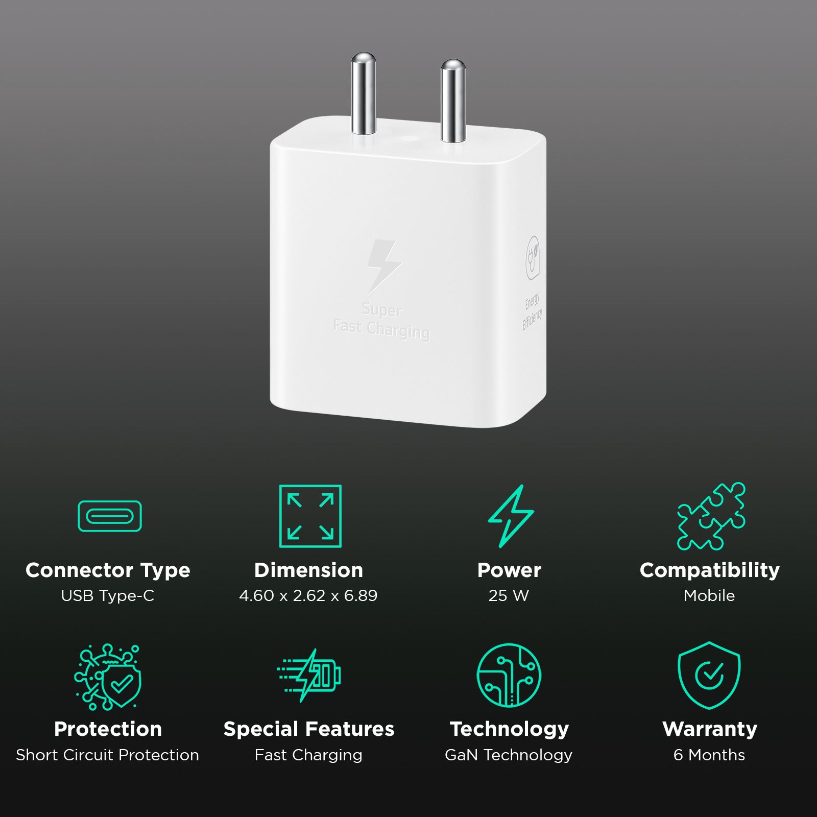 SAMSUNG EP-T2510XWNGIN 25W Type C Fast Charger (Type C to Type C Cable, Support PD 3.0 PPS, White) SAMSUNG EP-T2510XWNGIN 25W Type C Fast Charger (Type C to Type C Cable, Support PD 3.0 PPS, White)_3