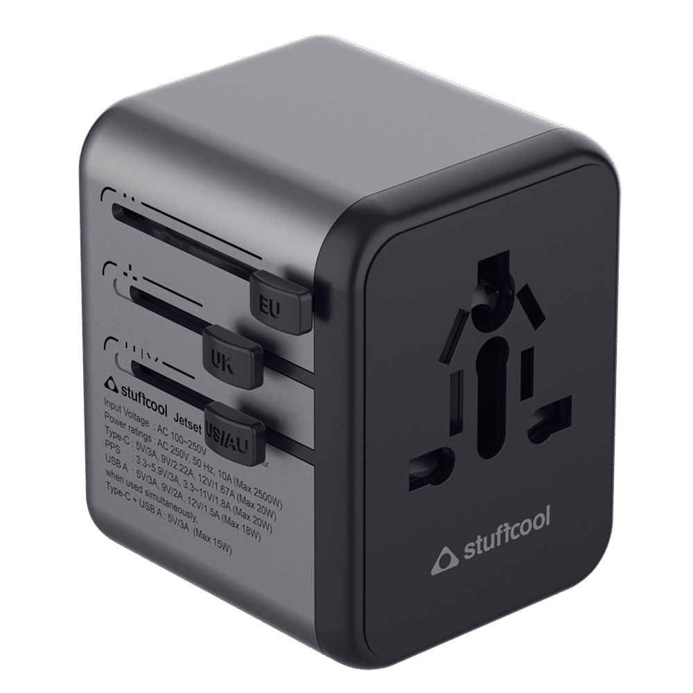 stuffcool Jetset 20W Type A & Type C 2-Port World Travel Adapter (Adapter Only, Quick Charge 3.0, Grey)_1
