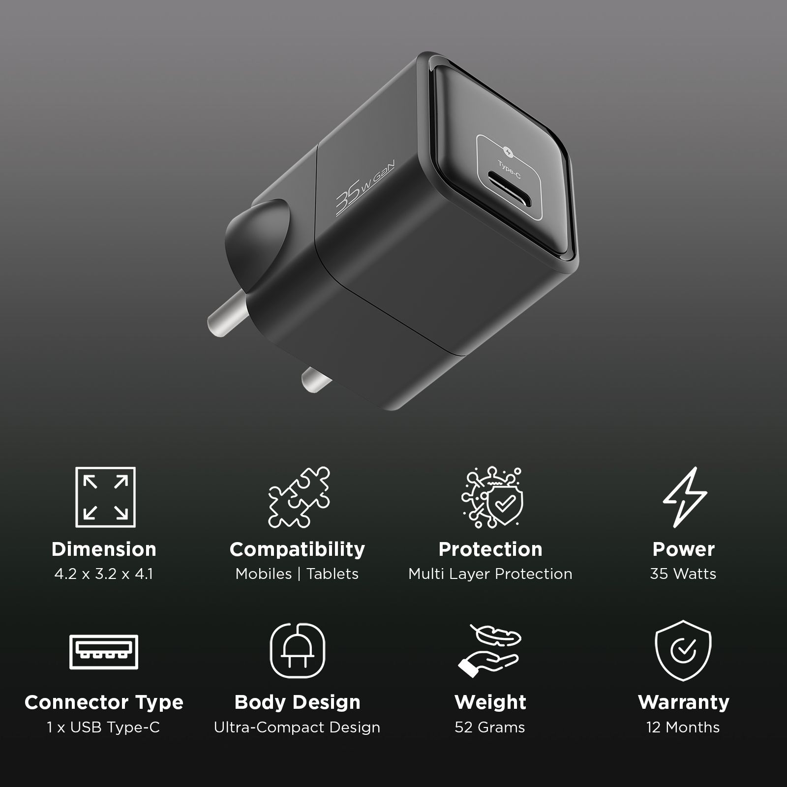 Croma 35W Type C GaN Charger (Adapter Only, Black) Croma 35W Type C GaN Charger (Adapter Only, Black)_3