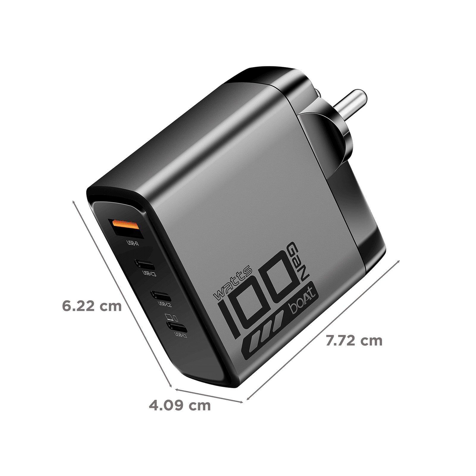 boAt 100W USB A & Type C 4-Port Fast Charger (Adapter Only, 12-Layer Smart IC Protection, Ash Grey) boAt 100W USB A & Type C 4-Port Fast Charger (Adapter Only, 12-Layer Smart IC Protection, Ash Grey)_2
