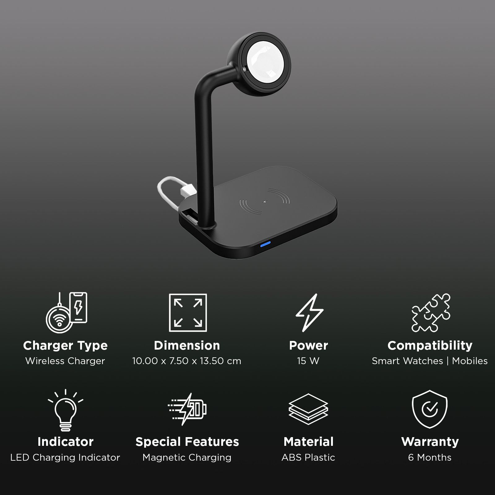 soundREVO SR-978 15W 3-in-1 Wireless Charger for Phones, TWS and iWatch (LED Charging Indicator, Black) soundREVO SR-978 15W 3-in-1 Wireless Charger for Phones, TWS and iWatch (LED Charging Indicator, Black)_2