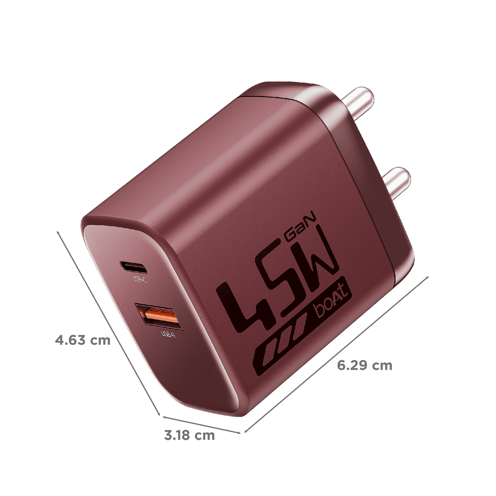 boAt 45W Type A & Type C 2-Port Fast Charger (Adapter Only, 12-Layer Smart IC Protection, Monarch Red) boAt 45W Type A & Type C 2-Port Fast Charger (Adapter Only, 12-Layer Smart IC Protection, Monarch Red)_2