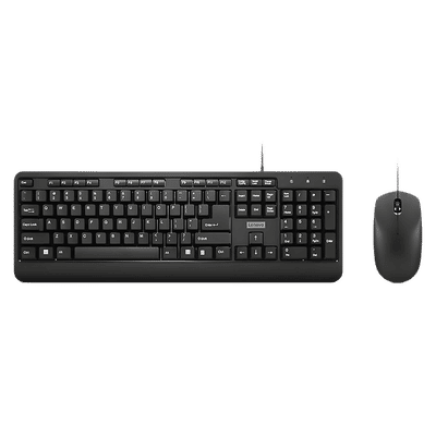 Lenovo 160 Wired Keyboard & Mouse Combo
                      (104 Keys, 1600 DPI, LED Indicators, Black)