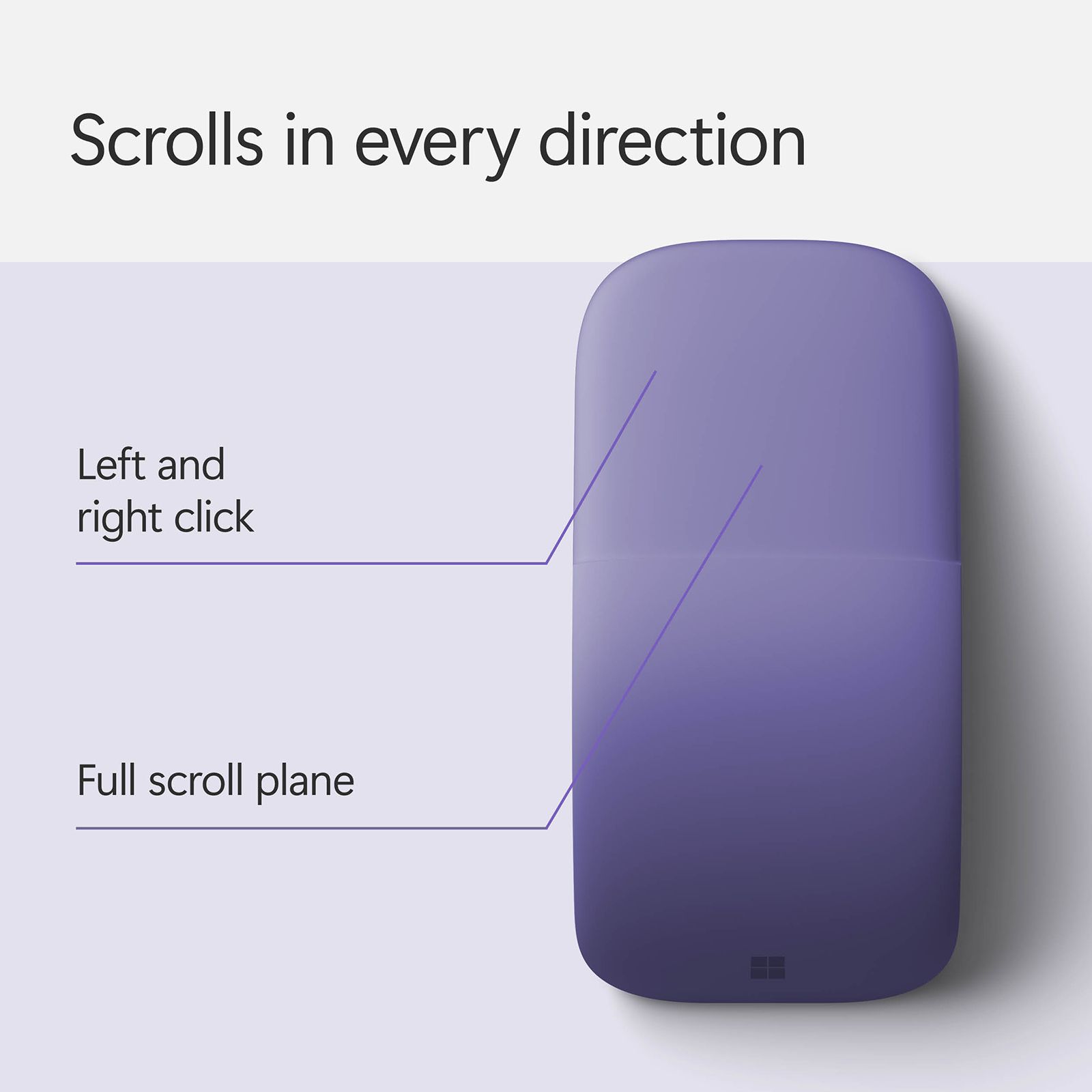Microsoft Surface Arc Bluetooth Wireless Laser Mouse with Touch Scroll Plane (Vertically & Horizontally Scrolling, Violet) Microsoft Surface Arc Bluetooth Wireless Laser Mouse with Touch Scroll Plane (Vertically & Horizontally Scrolling, Violet)_5