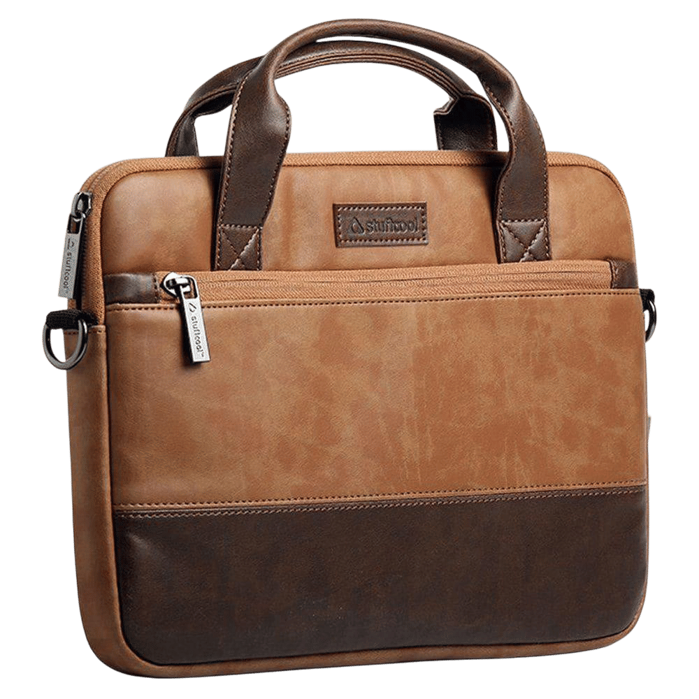 stuffcool Lush Faux Leather Laptop Sling Bag for 14 Inch Laptop (Detachable & Adjustable Shoulder Strap, Brown)_5