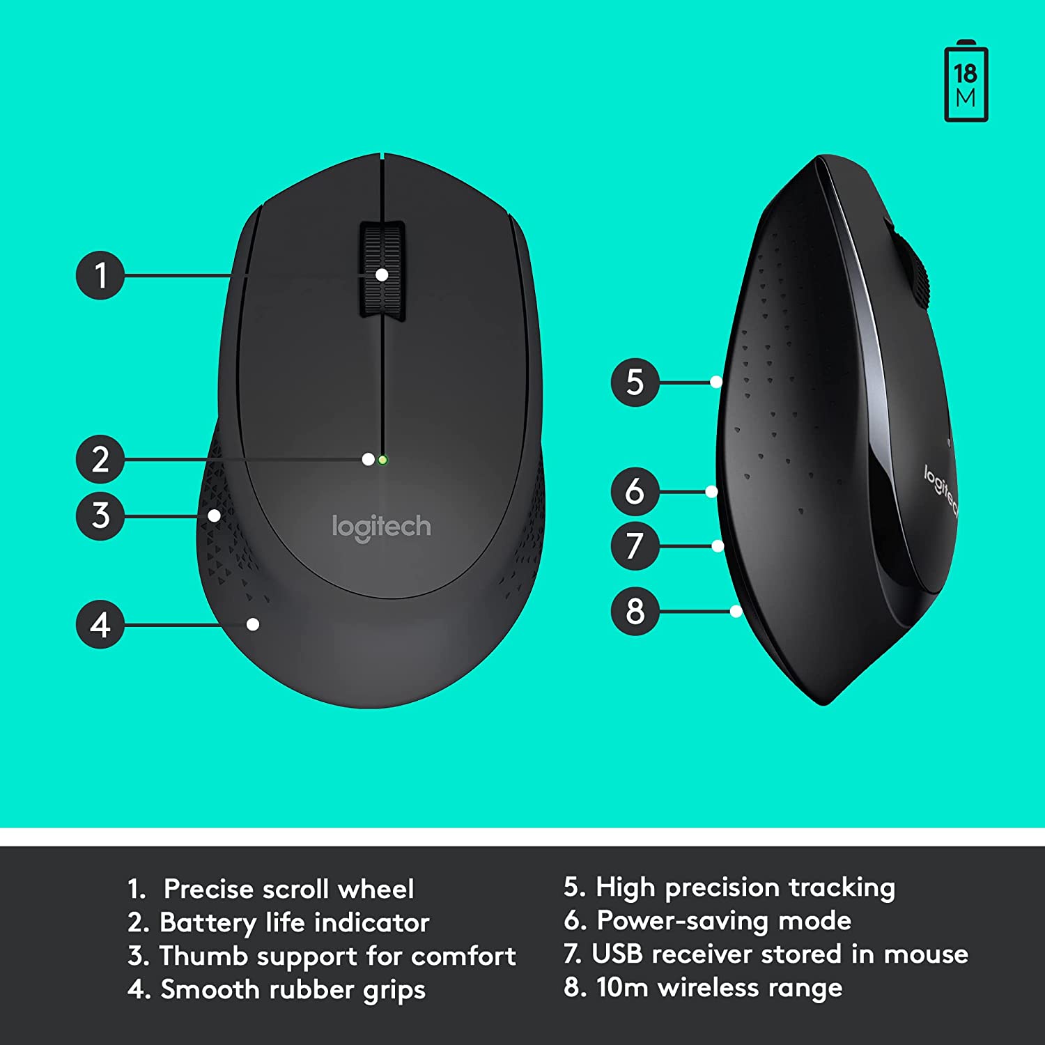 logitech MK345 Wireless Keyboard & Mouse Combo (1000 DPI, Spill Resistant, Black)_9
