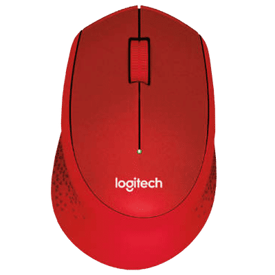 logitech M331 Plus Wireless Optical Mouse with Silent Click Buttons (1000 DPI, Plug & Play, Red)