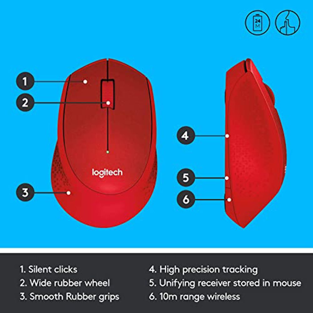 logitech M331 Plus Wireless Optical Mouse with Silent Click Buttons (1000 DPI, Plug & Play, Red)_7