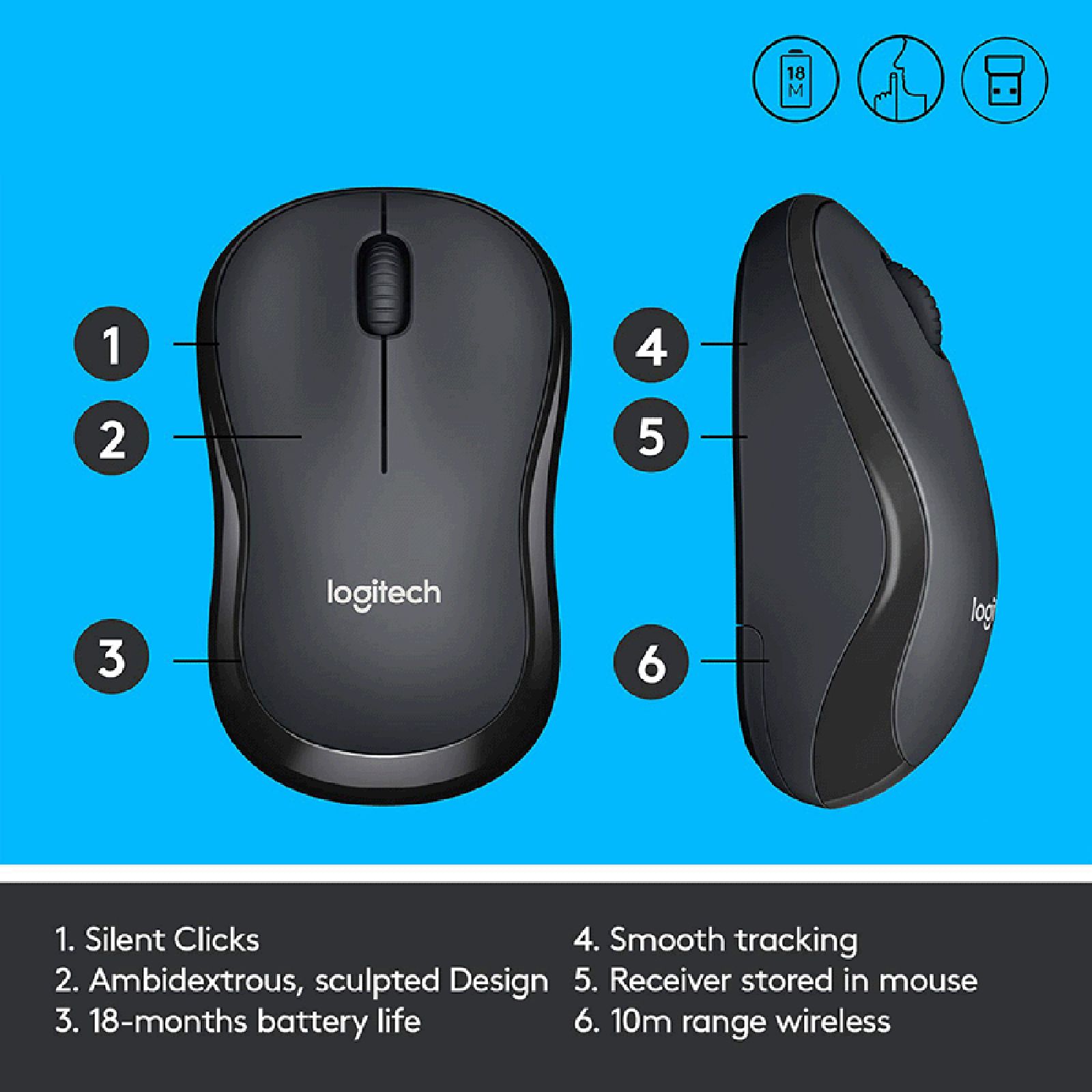 logitech M221 Wireless Optical Mouse with Silent Click Buttons (1000 DPI, Ambidextrous Design, Black)_10