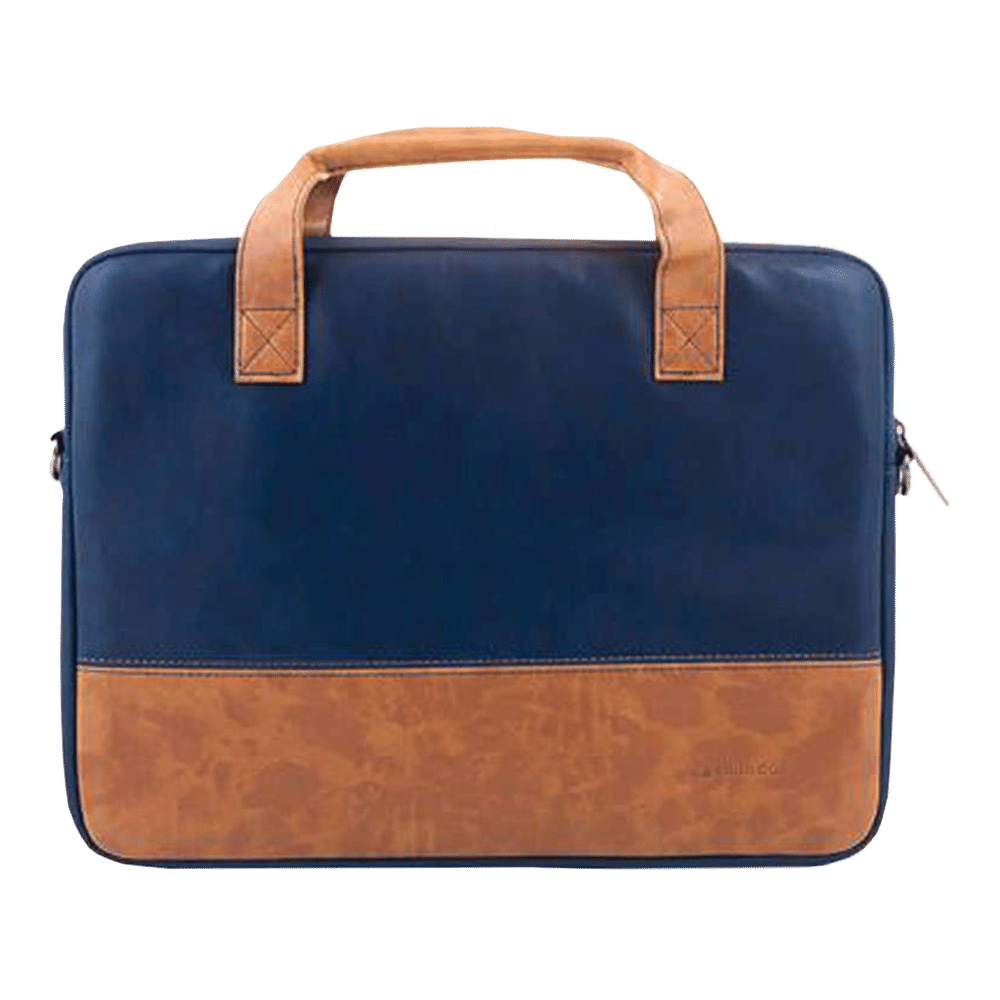 stuffcool Lush Faux Leather Laptop Sling Bag for 14 Inch Laptop (Detachable & Adjustable Shoulder Strap, Blue/Brown)_7