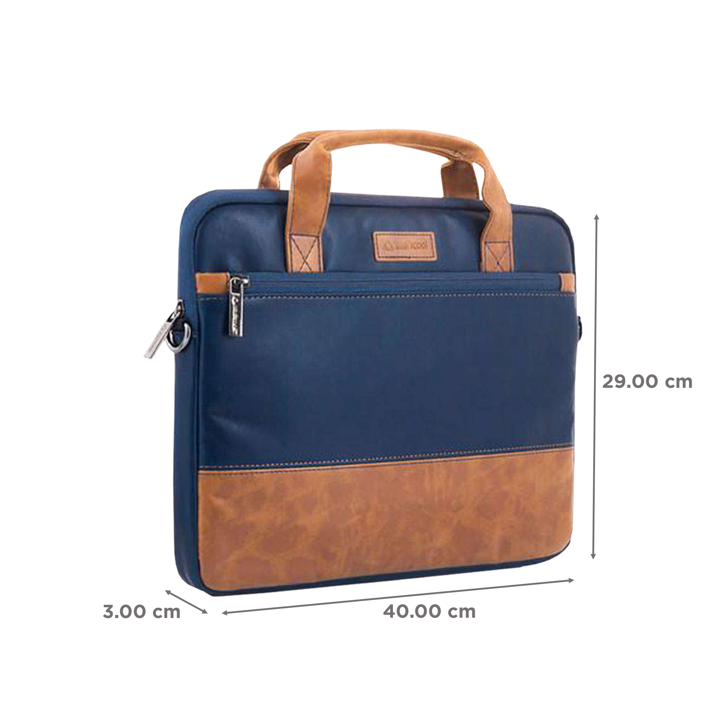stuffcool Lush Faux Leather Laptop Sling Bag for 14 Inch Laptop (Detachable & Adjustable Shoulder Strap, Blue/Brown)_2