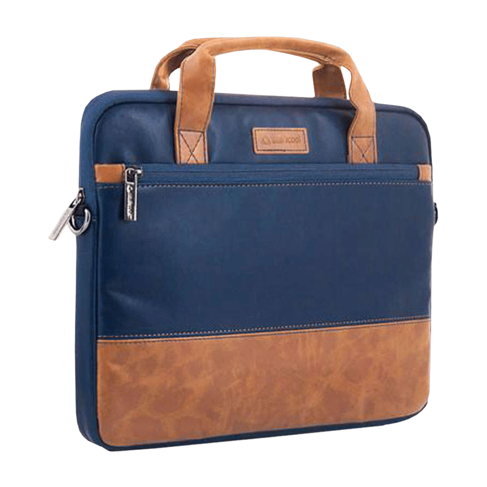 stuffcool Lush Faux Leather Laptop Sling Bag for 14 Inch Laptop (Detachable & Adjustable Shoulder Strap, Blue/Brown)_5