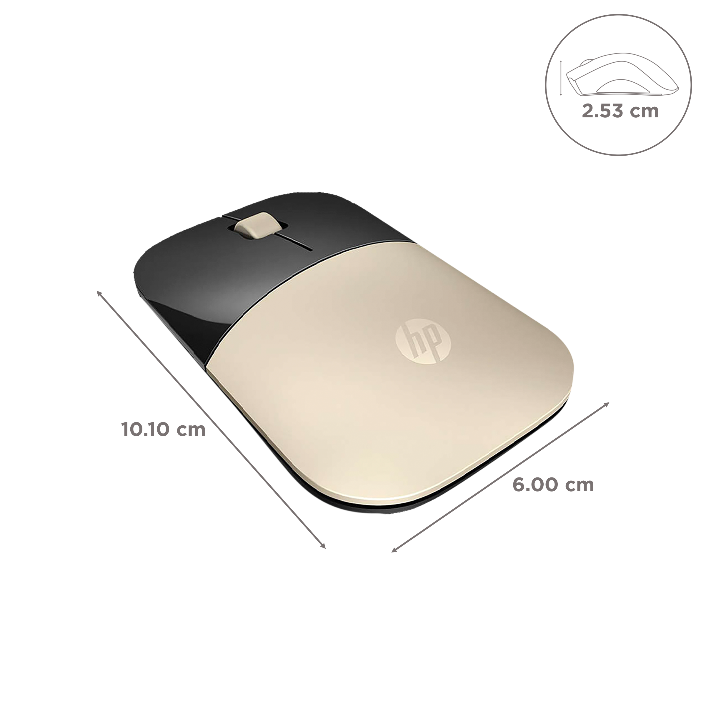 HP Z3700 Bluetooth & 2.4GHz Wireless Optical Mouse (1200 DPI, Sleek Design, Gold & Black)_3