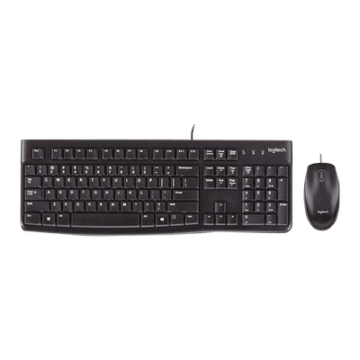 logitech MK120 Wired Keyboard & Mouse Combo (1000 DPI, Spill Resistant, Black)